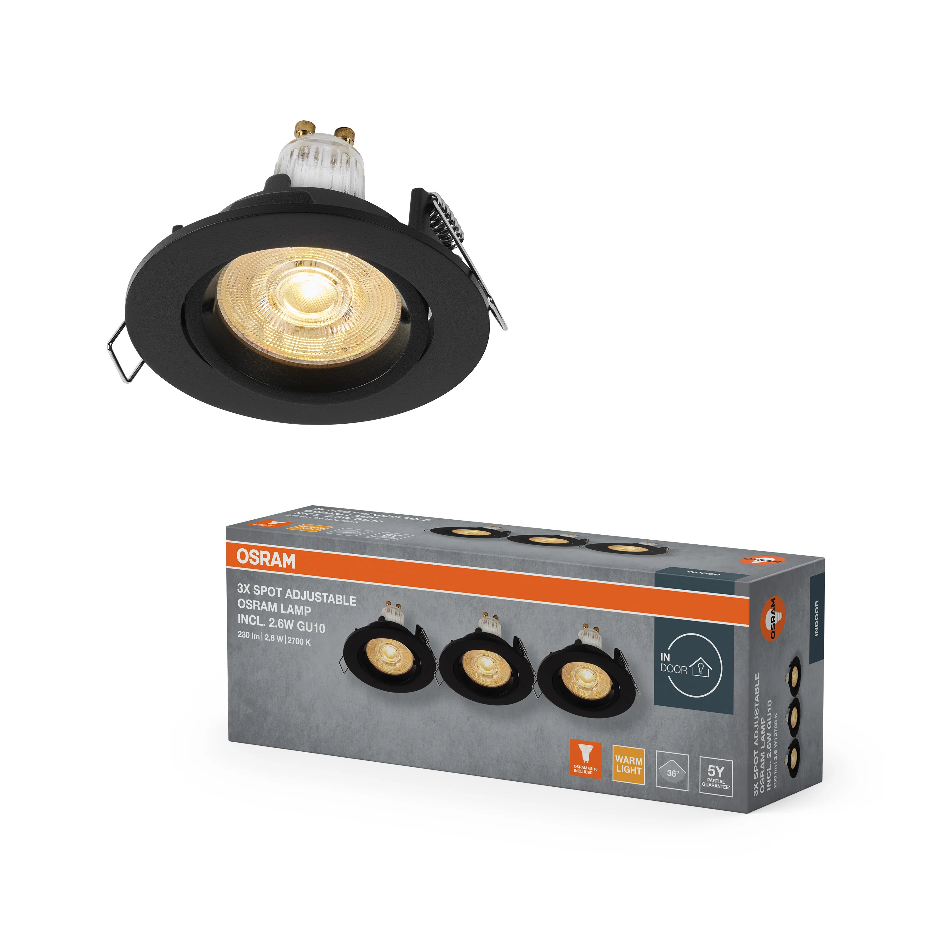 Lampa punktowa LED OSRAM Spot Set Recess Twistlock GU10 Adjustable 2.6W 827 czarny - Image 5