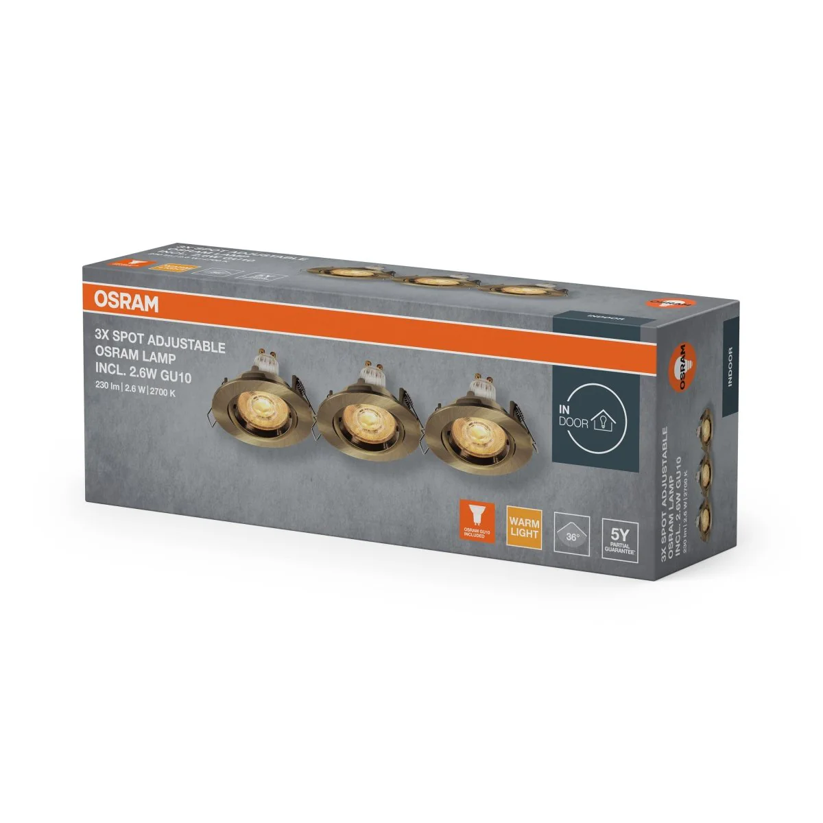 Lampa punktowa LED OSRAM Spot Set Recess Twistlock GU10 Adjustable 2.6W 827 Green Brass - Image 2