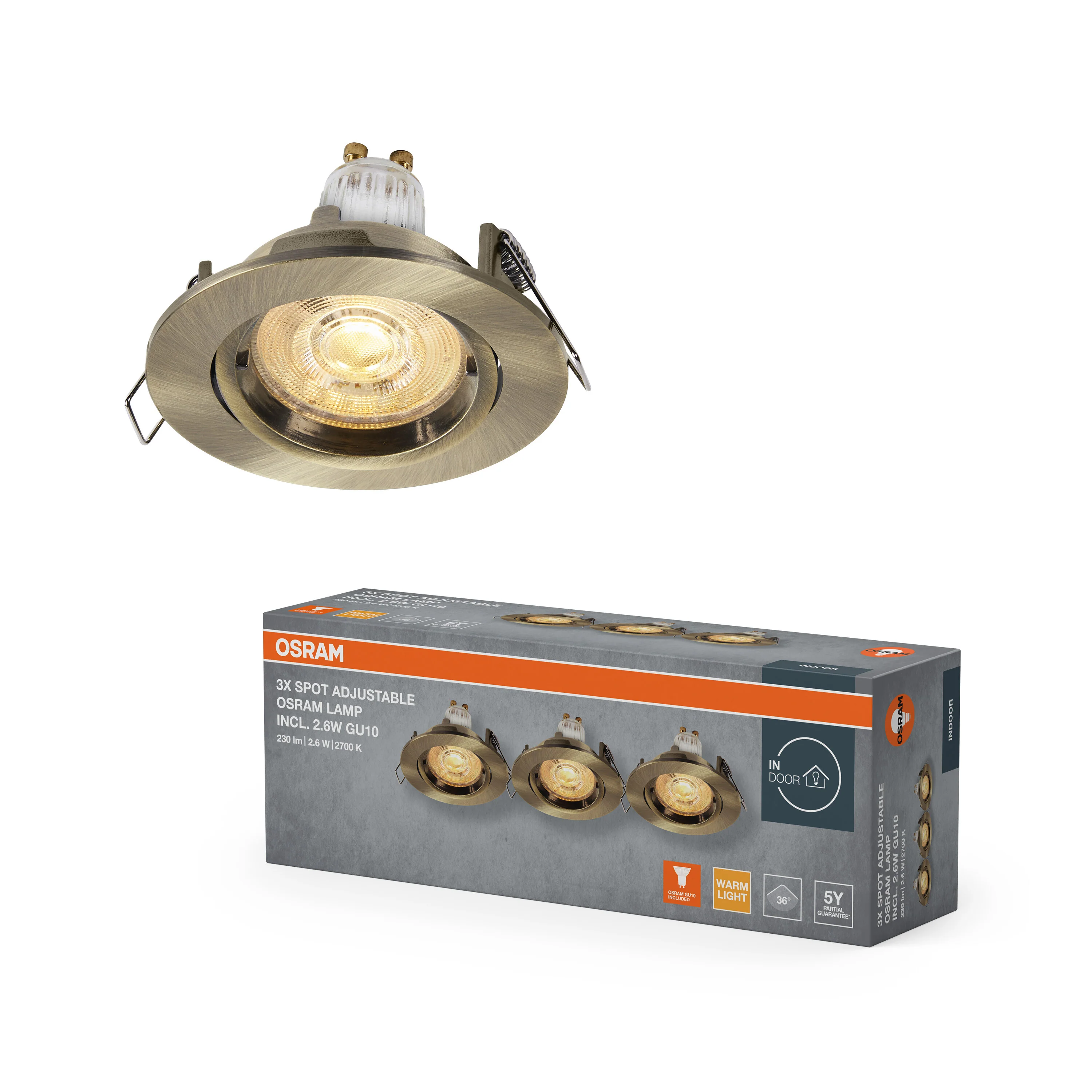 Lampa punktowa LED OSRAM Spot Set Recess Twistlock GU10 Adjustable 2.6W 827 Green Brass - Image 5