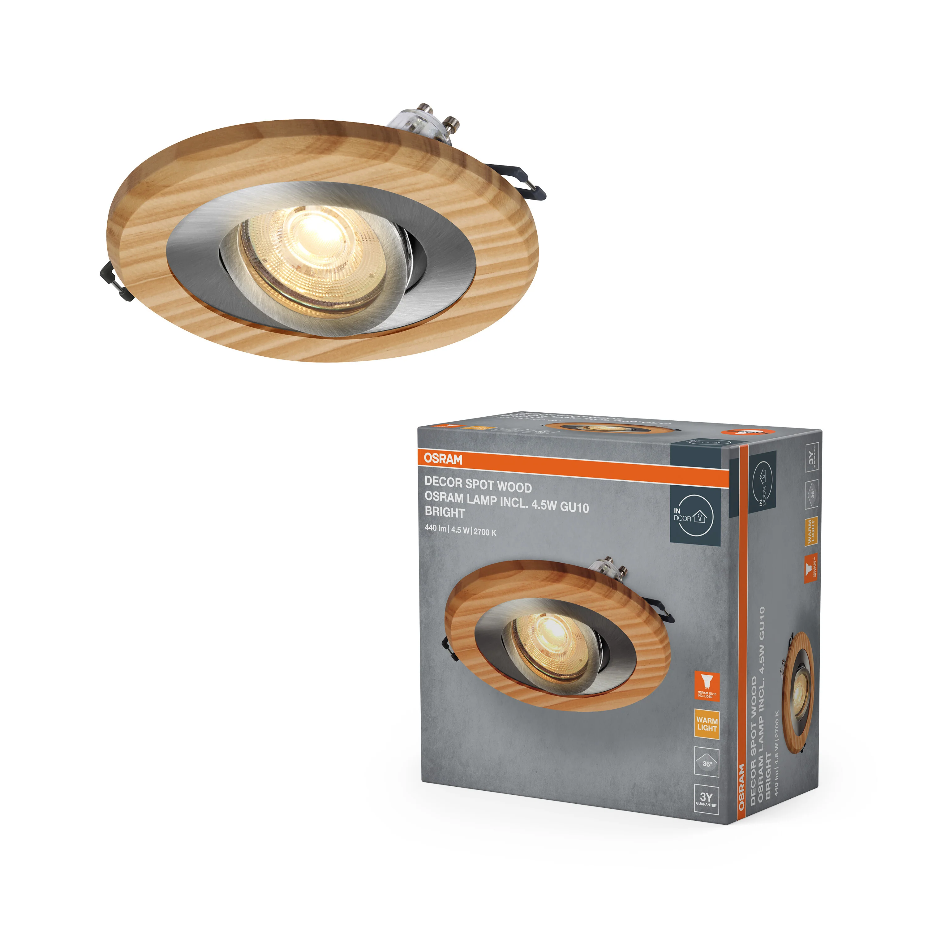 Lampa punktowa LED OSRAM Wood Spot GU10 Bright 4.5W Satin Nickel - Image 5