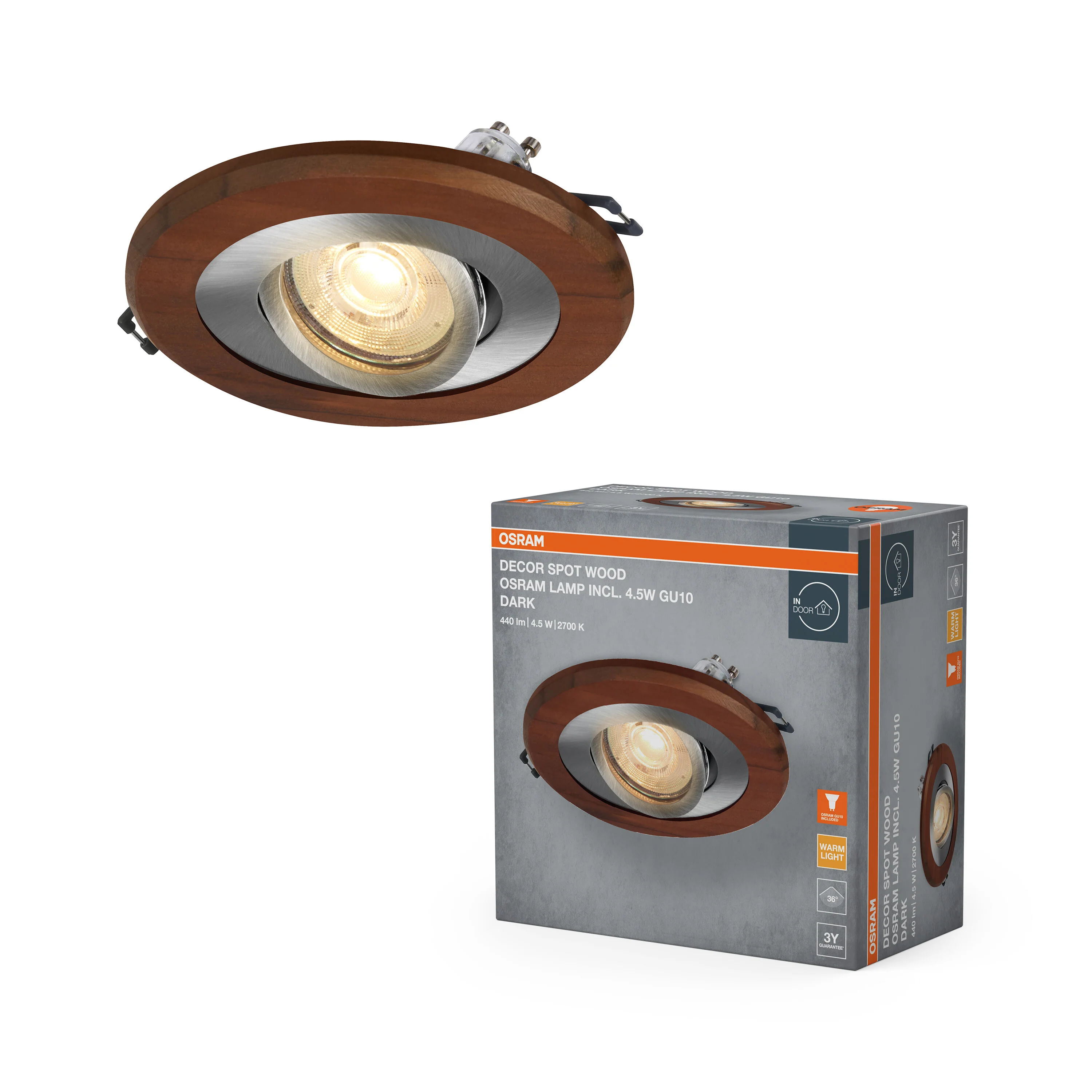 Lampa punktowa LED OSRAM Wood Spot GU10 Dark  4.5W Satin Nickel - Image 5
