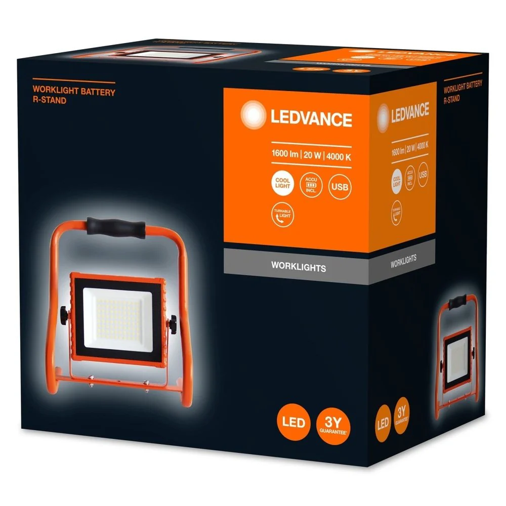 Naświetlacz LED WORKLIGHTS BATTERY STAND 20W, przenośny, zasilanie bateryjne, ładowanie USB, barwa neutralna - Image 3