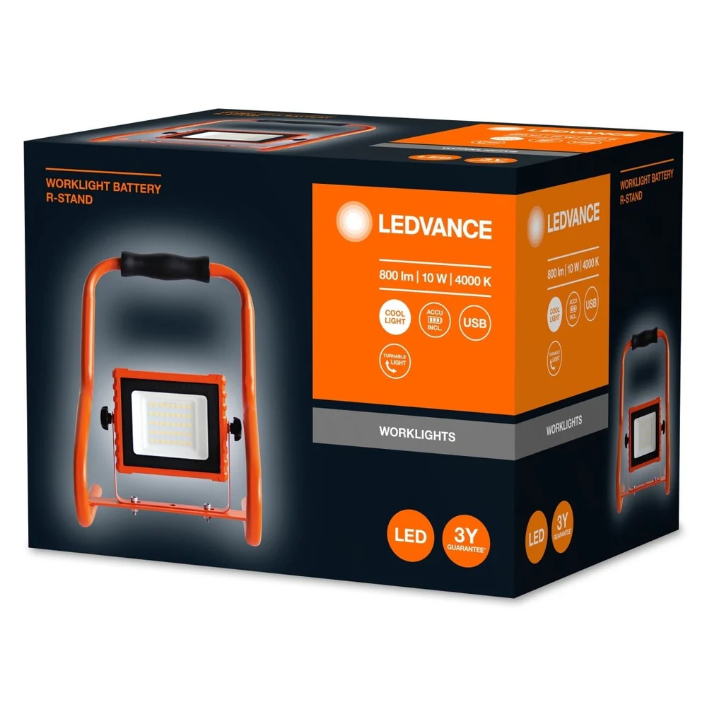 Naświetlacz LED WORKLIGHTS BATTERY STAND 10W, przenośny, zasilanie bateryjne, ładowanie USB, barwa neutralna - Image 3