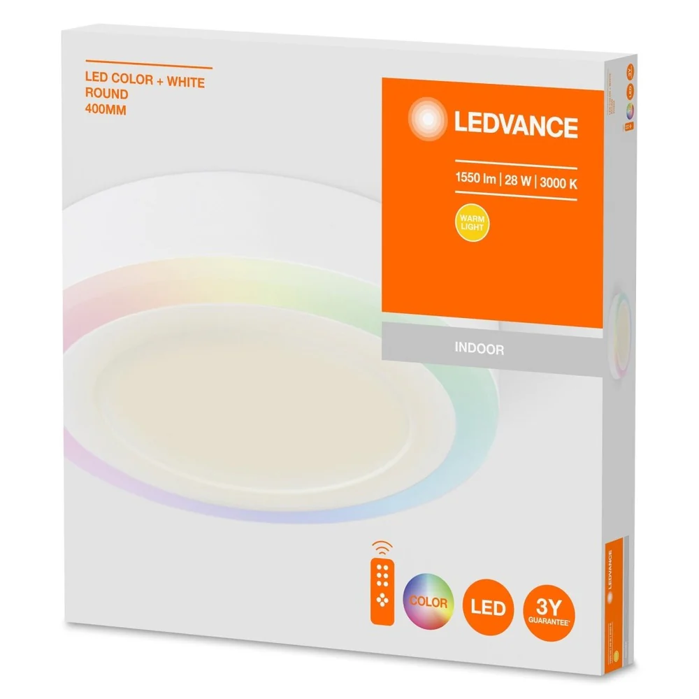 Lampa sufitowa LED COLOR WHITE RD 28W, RGB, okrągła, z pilotem, 400 mm - Image 3