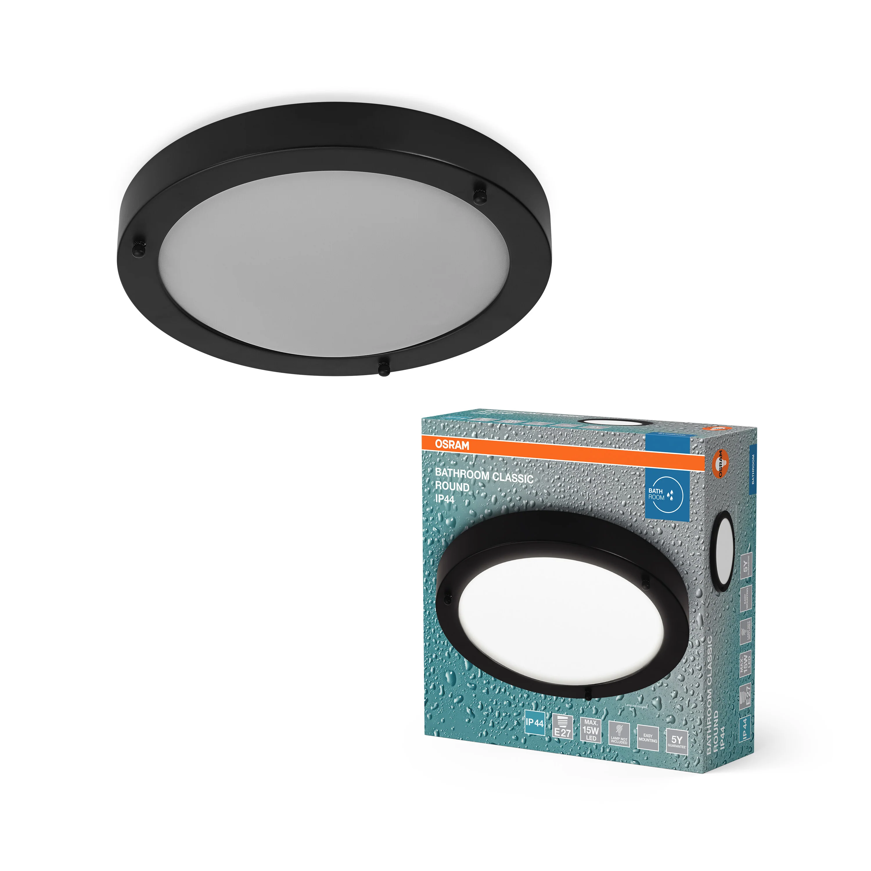 OSRAM Bathroom Plafon IP44 E27 310mm czarny - Image 5