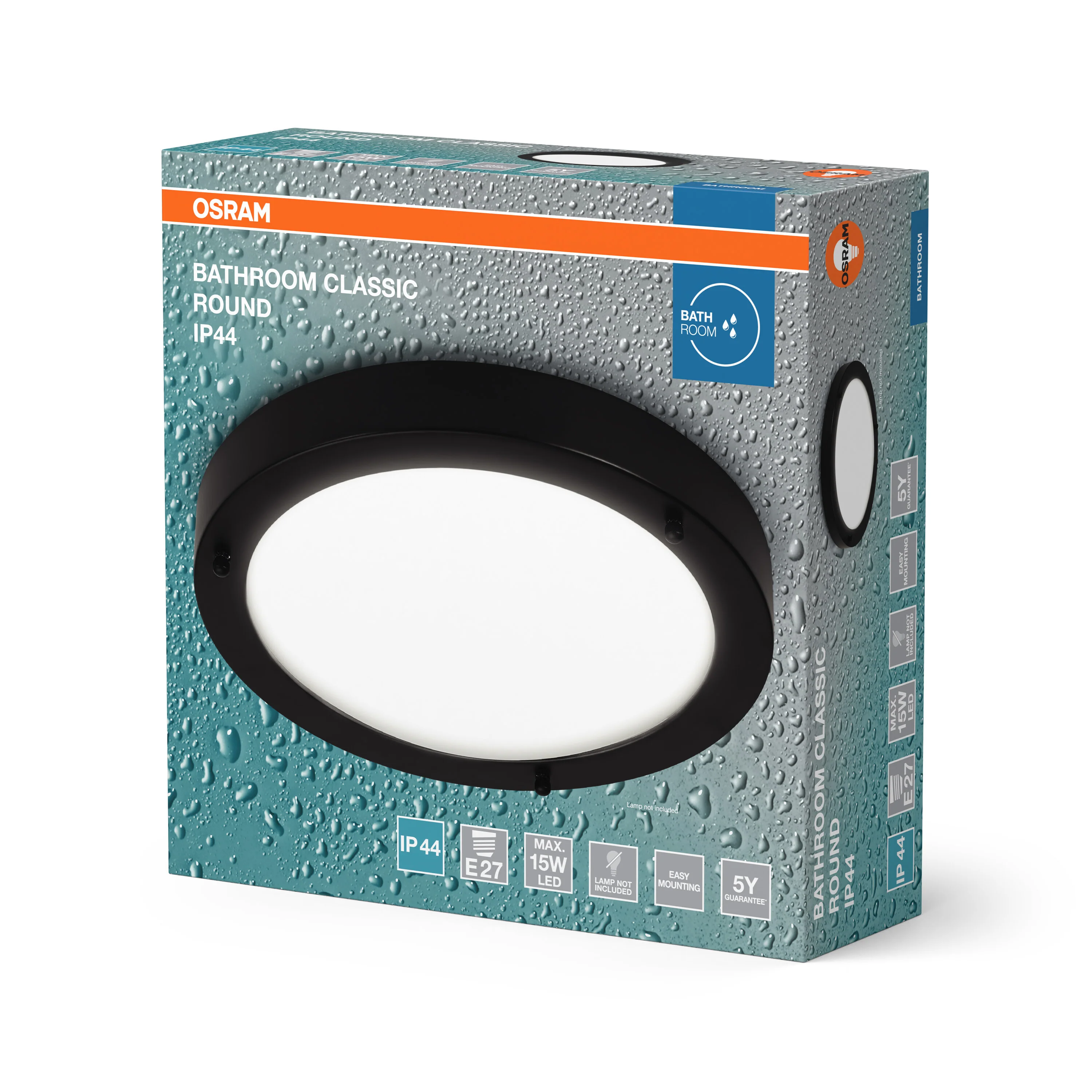 OSRAM Bathroom Plafon IP44 E27 310mm czarny - Image 6