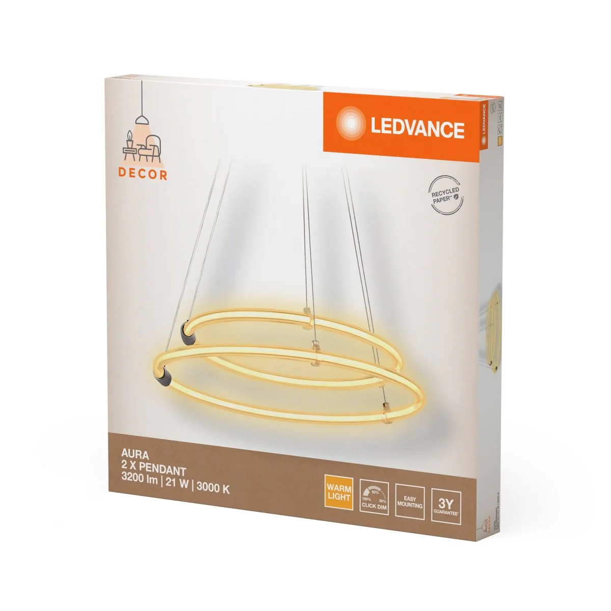 OSRAM Decor Aura Wisząca 2x 21W 830 Click DIM - Image 2