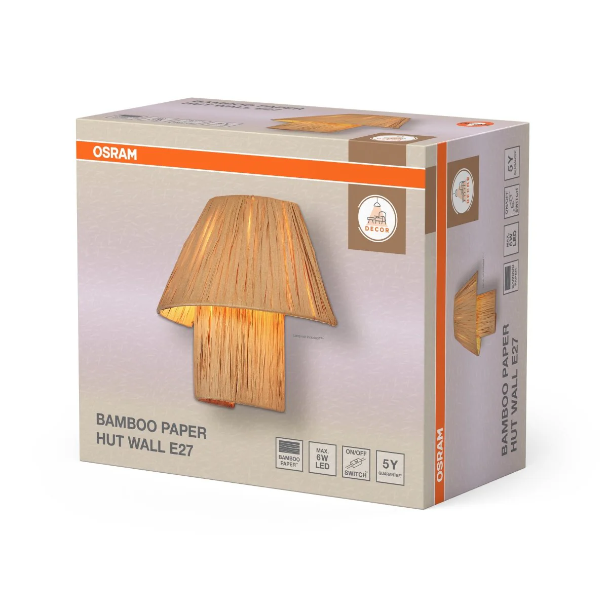 OSRAM Decor Bamboo Paper Hut Kinkiet 1xE27 brązowy - Image 2