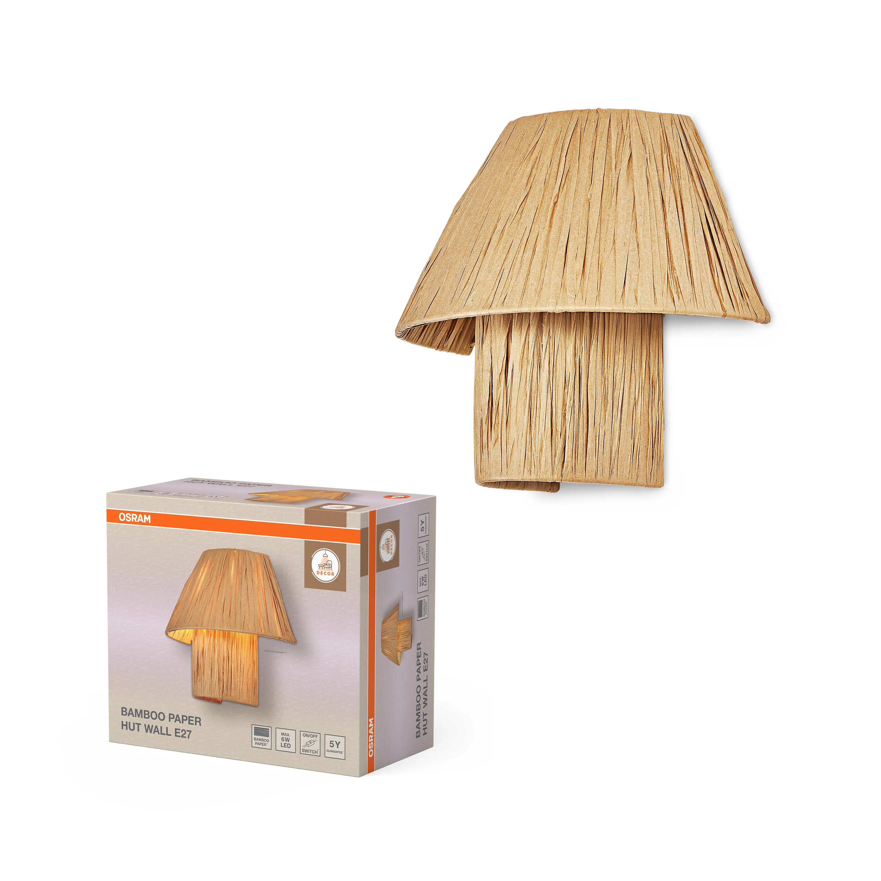 OSRAM Decor Bamboo Paper Hut Kinkiet 1xE27 brązowy - Image 5