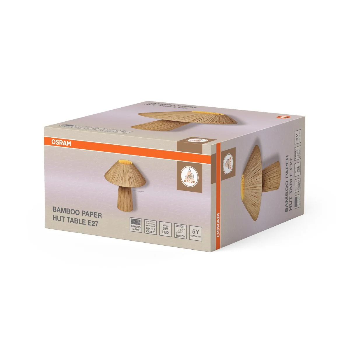 OSRAM Decor Bamboo Paper Hut Lampa stołowa E27 brązowa - Image 2
