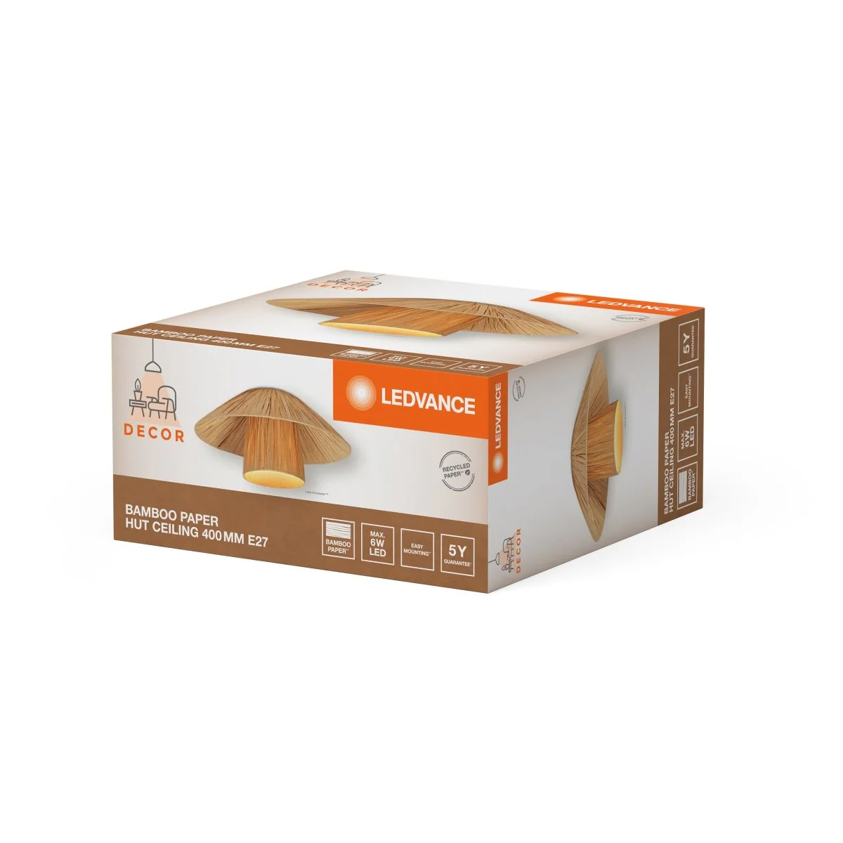 OSRAM Decor Bamboo Paper Hut plafon 400 E27 brązowy - Image 2