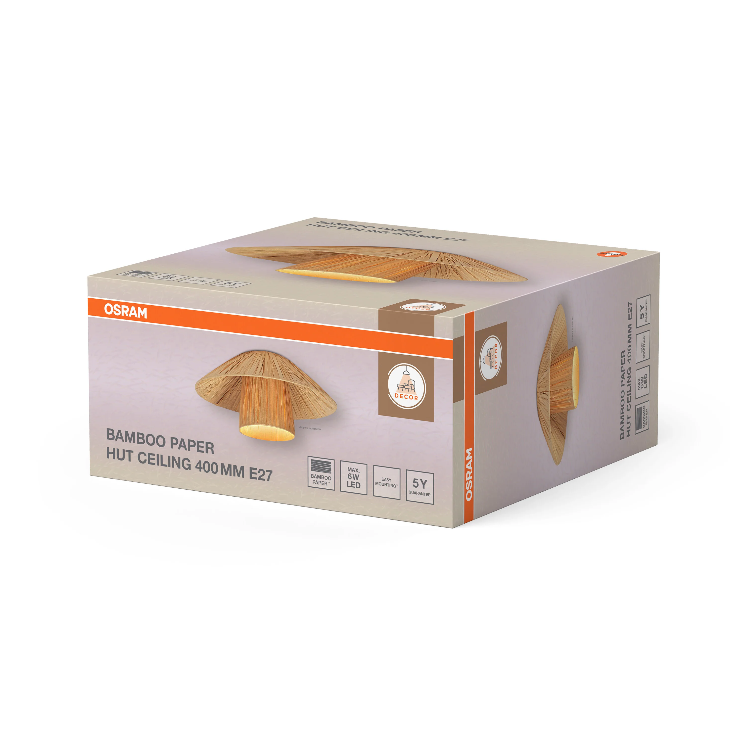 OSRAM Decor Bamboo Paper Hut Plafon 400mm E27 brązowy - Image 6