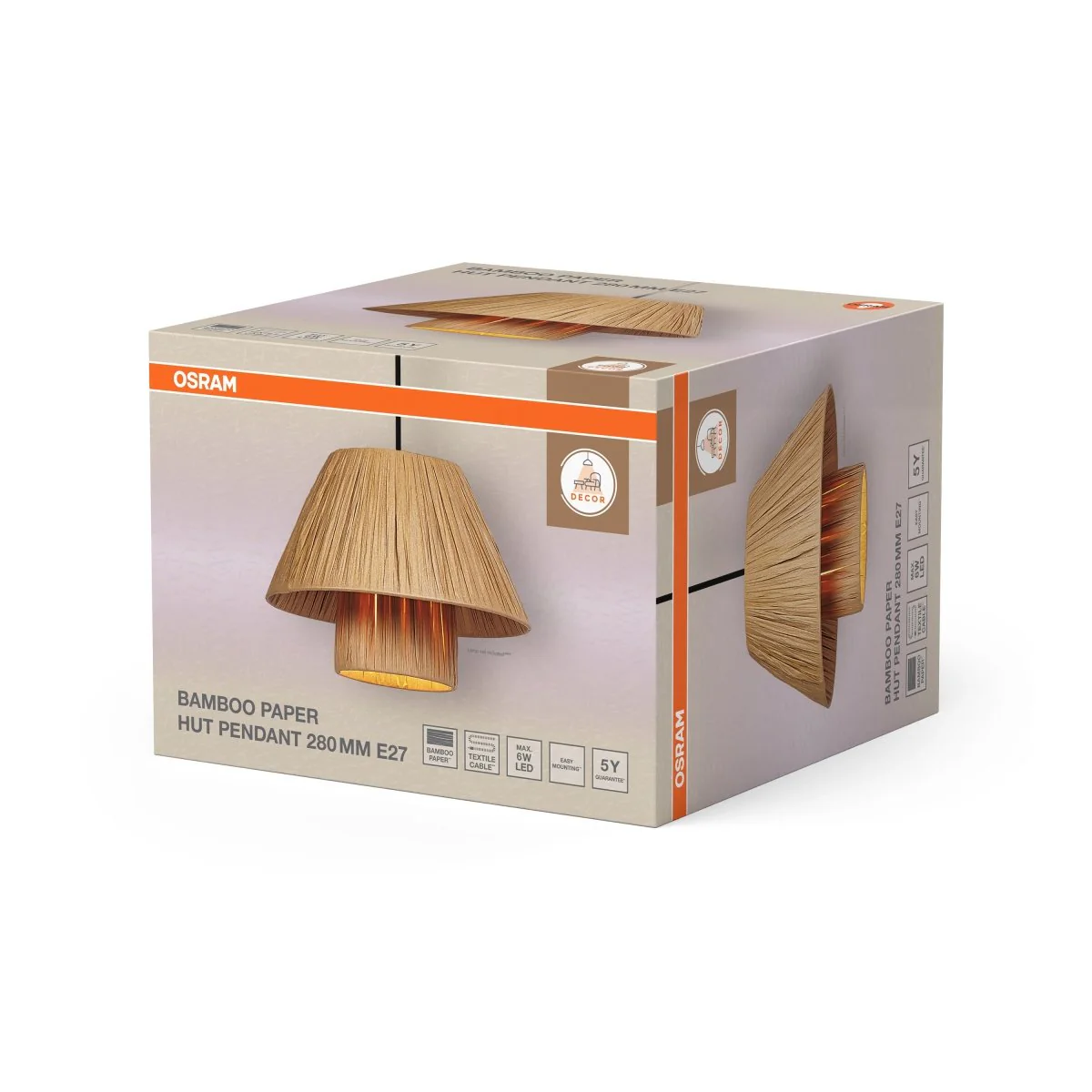 OSRAM Decor Bamboo Paper Hut Wisząca  E27 brązowy - Image 2