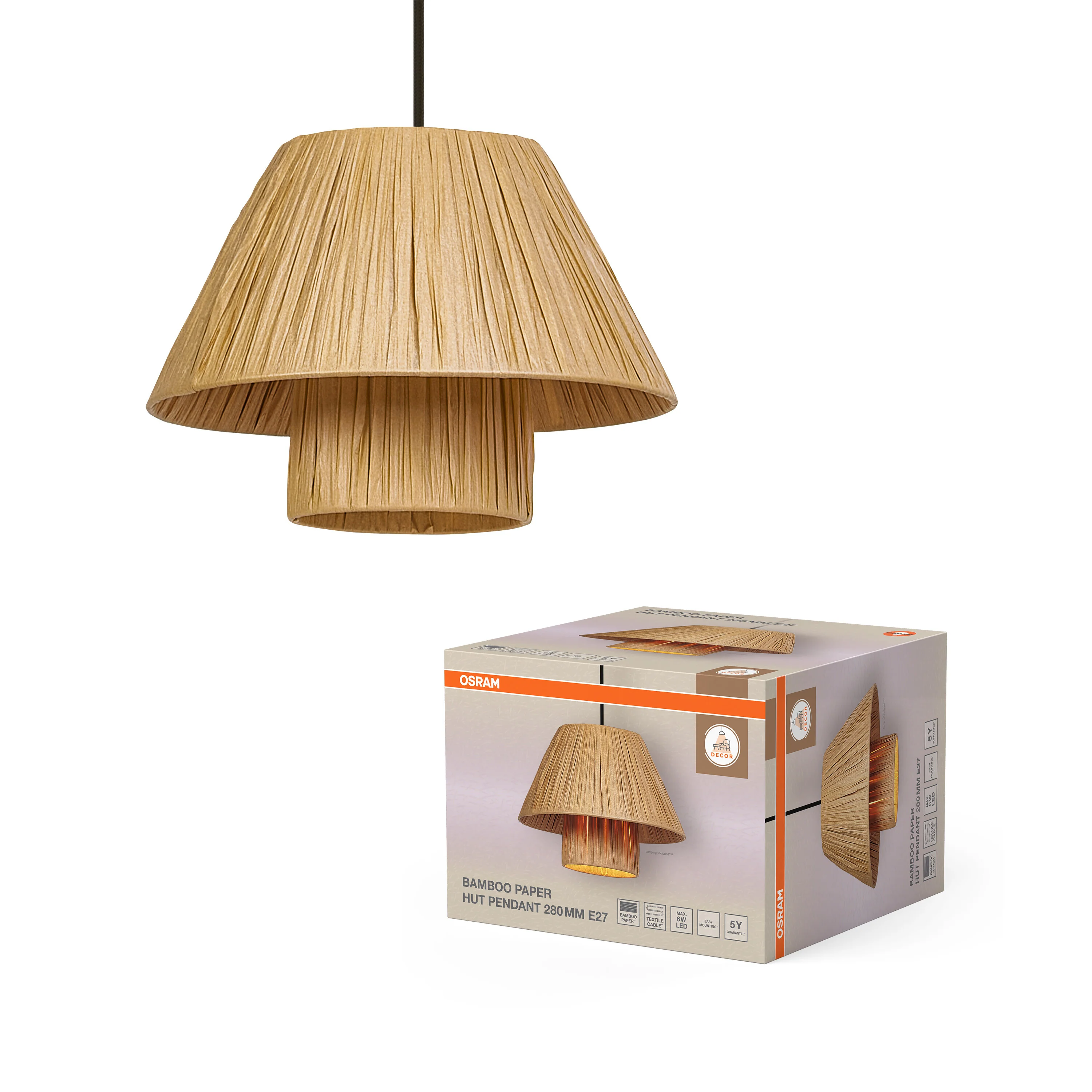 OSRAM Decor Bamboo Paper Hut Wisząca  E27 brązowy - Image 5