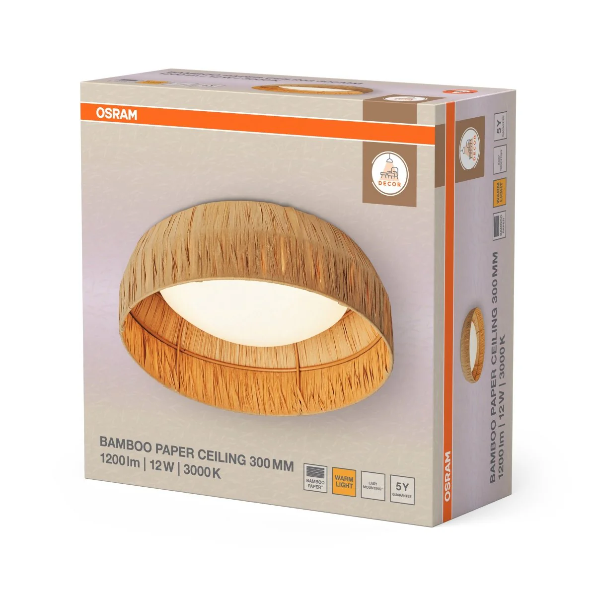 OSRAM Decor Bamboo Paper Plafon 300mm 12W 830 brązowy - Image 2