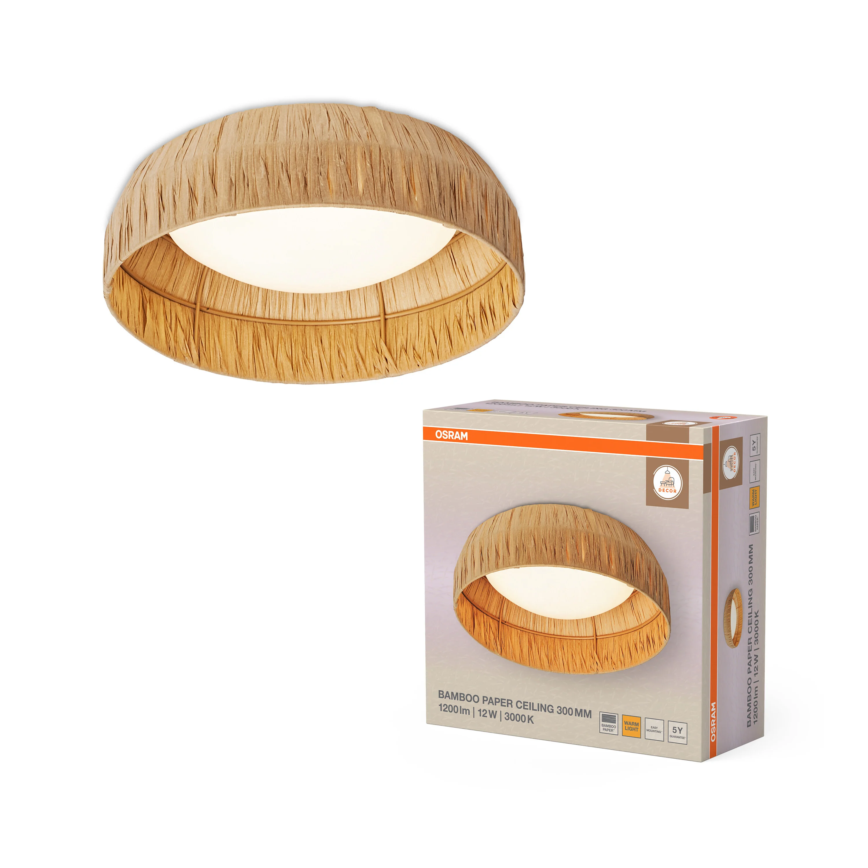 OSRAM Decor Bamboo Paper Plafon 300mm 12W 830 brązowy - Image 5