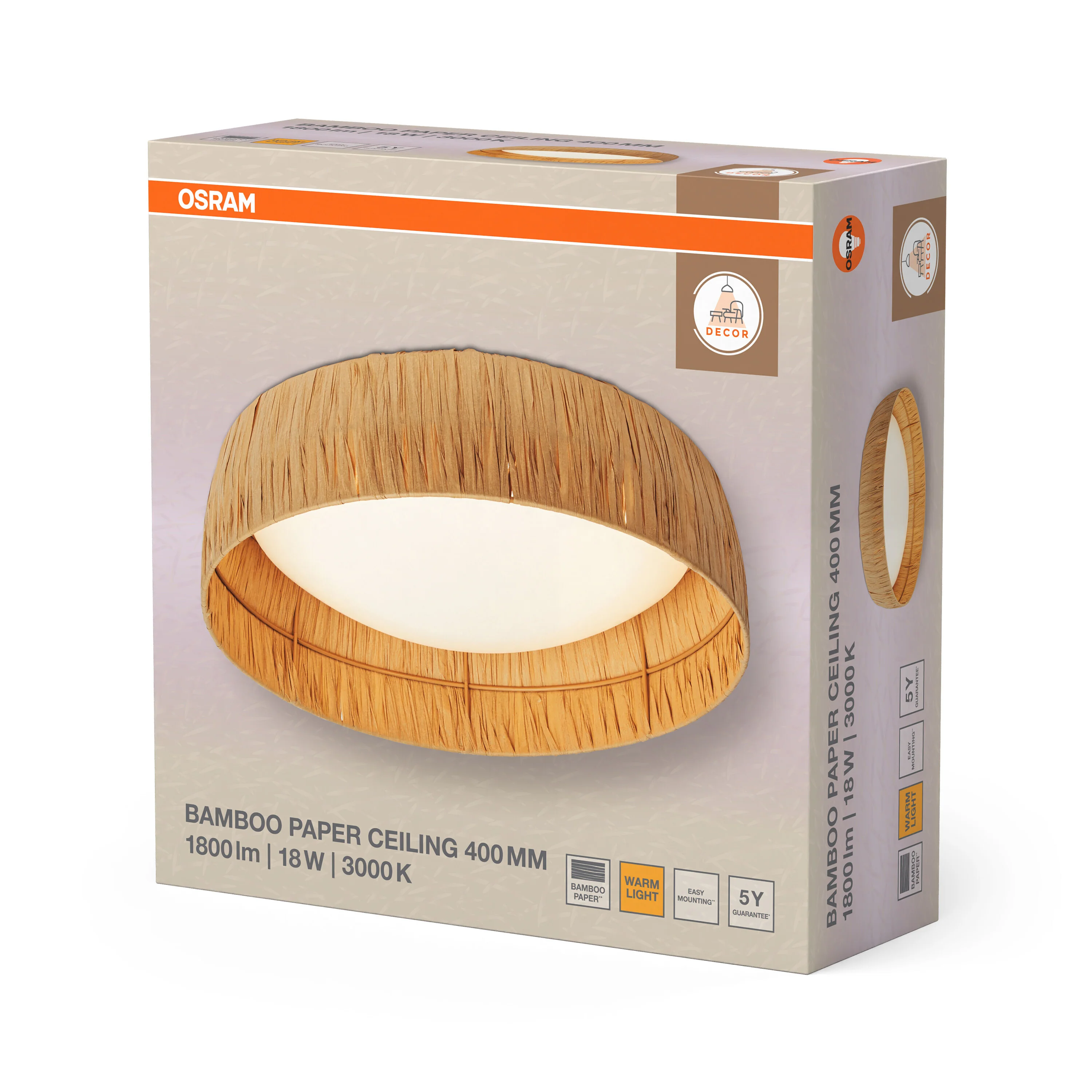 OSRAM Decor Bamboo Paper Plafon 400mm 18W 830 brązowy - Image 6