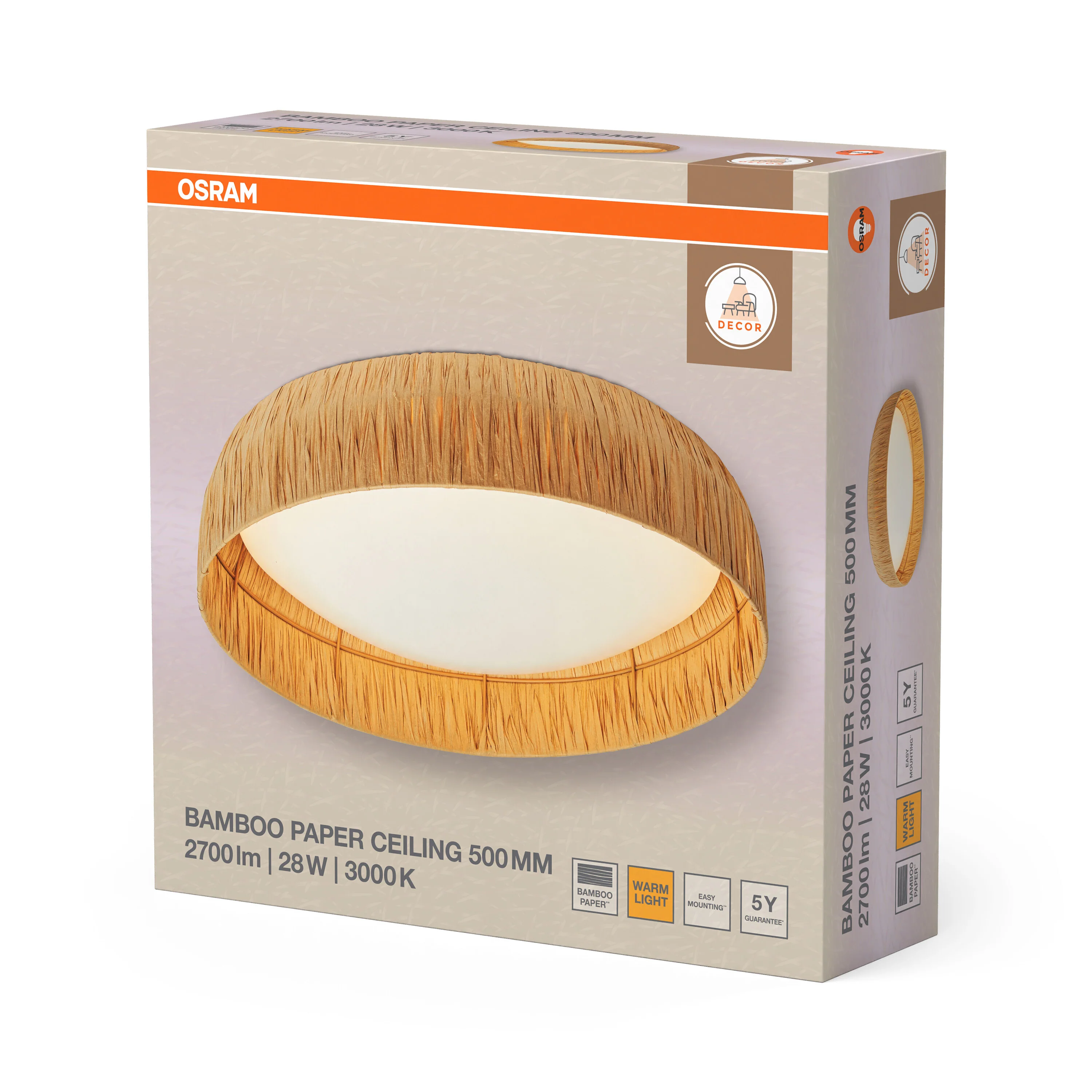 OSRAM Decor Bamboo Paper Plafon 500mm 28W 830 brązowy - Image 6