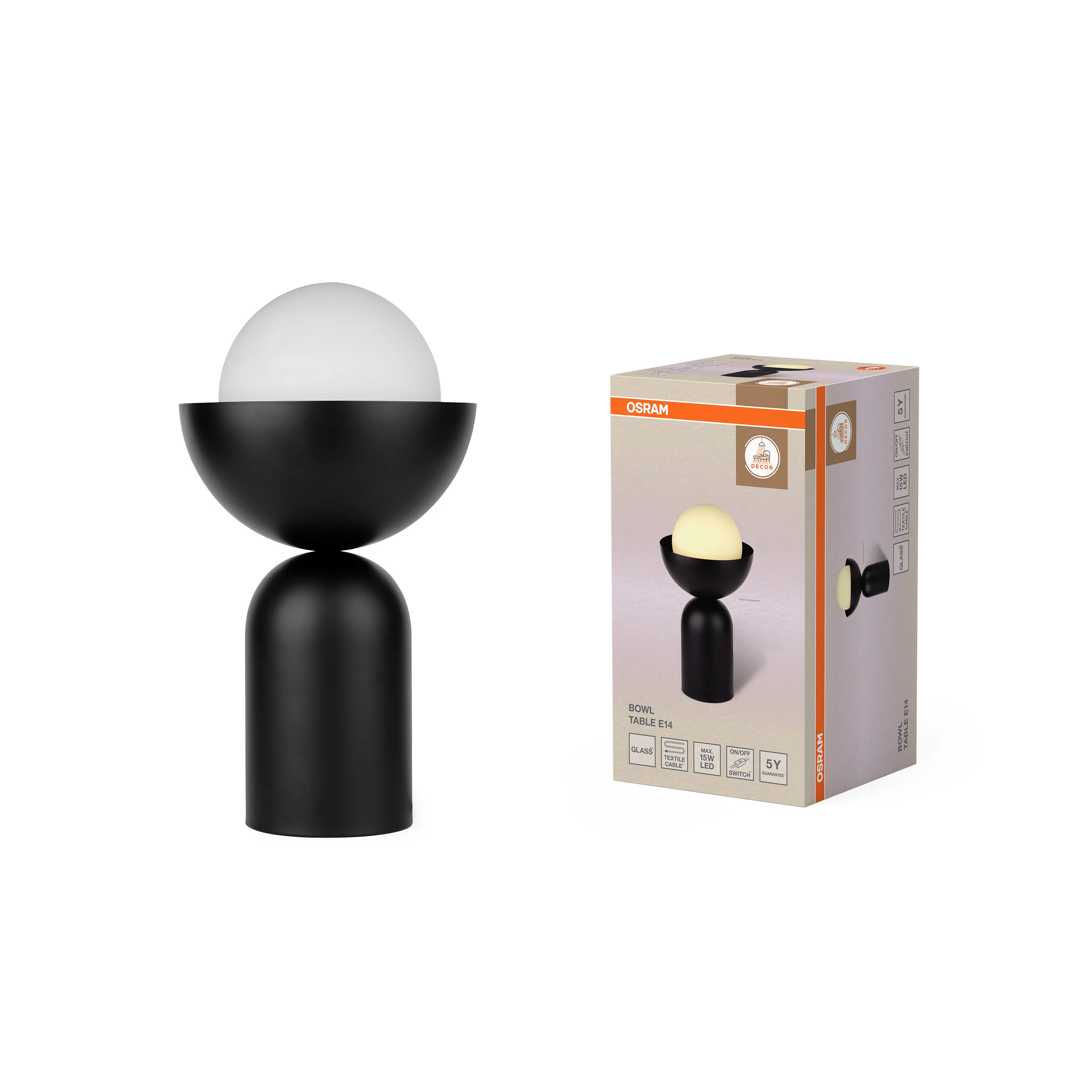 OSRAM Decor Bowl Lampa stołowa E14 czarna - Image 5