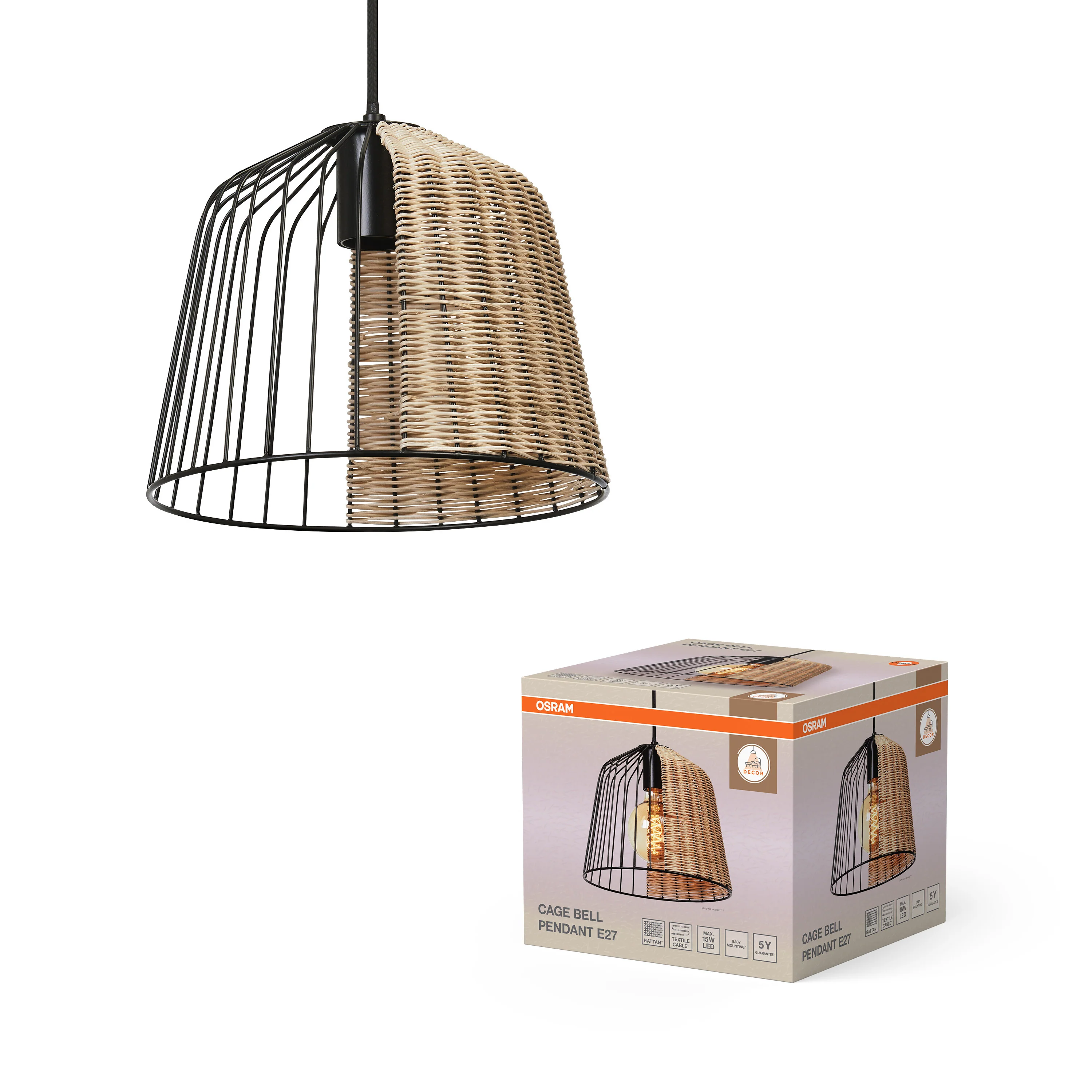 OSRAM Decor Cage Bell Wisząca E27 czarny - Image 5