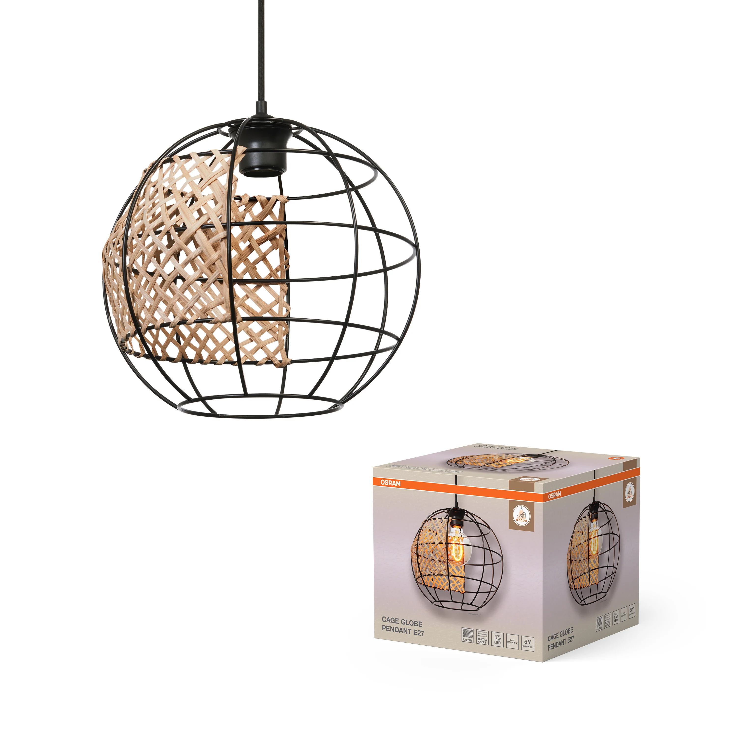 OSRAM Decor Cage Globe Wisząca E27 czarny - Image 5