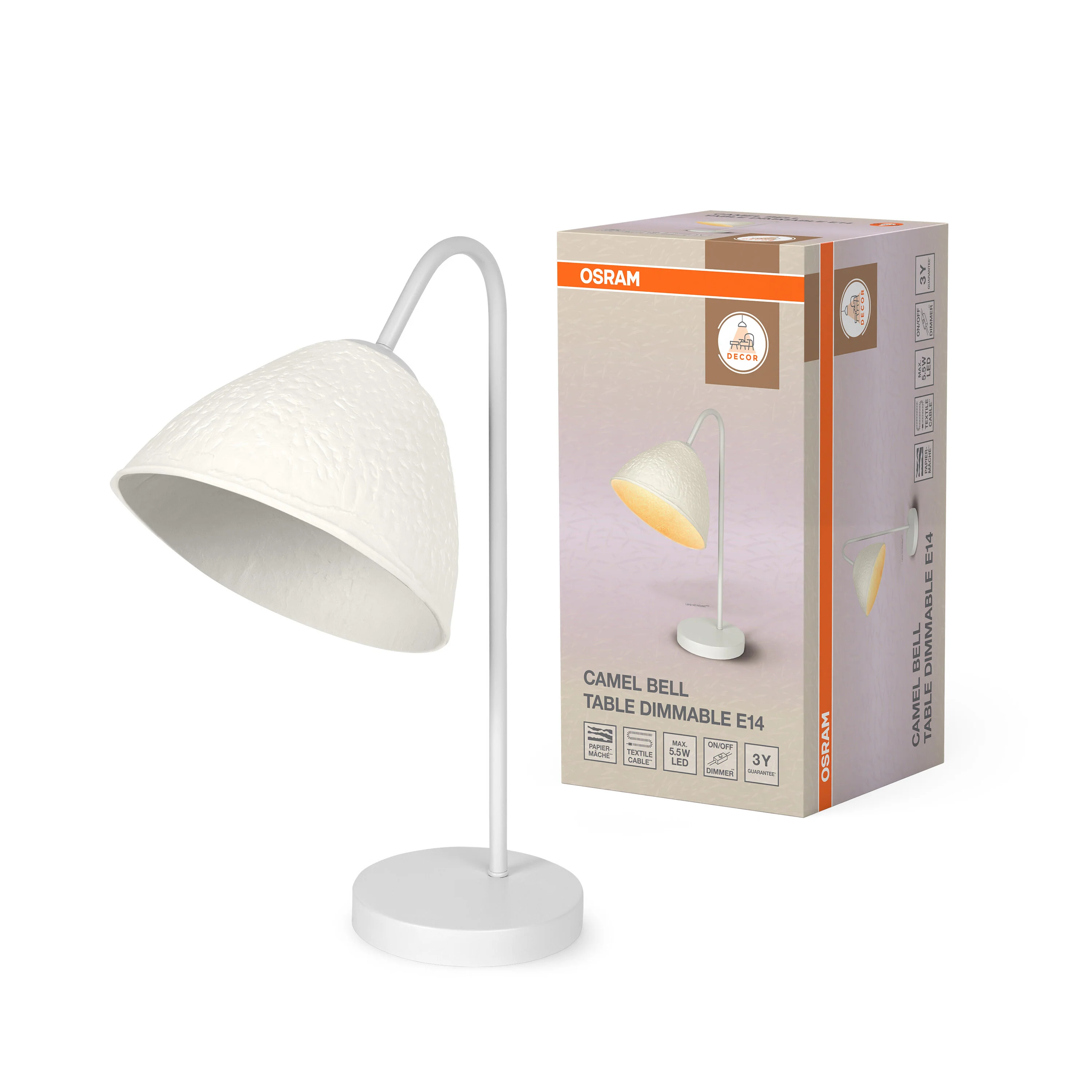 OSRAM Decor Camel Bell Lampa stołowa E14 DIM  biała - Image 5