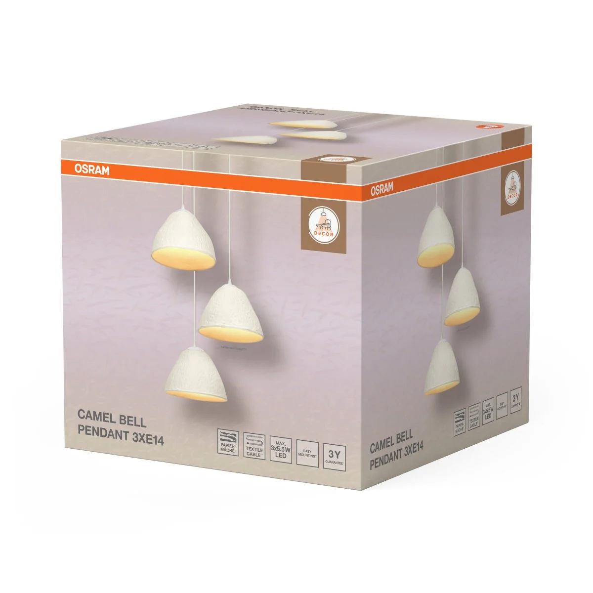 OSRAM Decor Camel Bell Wisząca 3xE14 biały - Image 2
