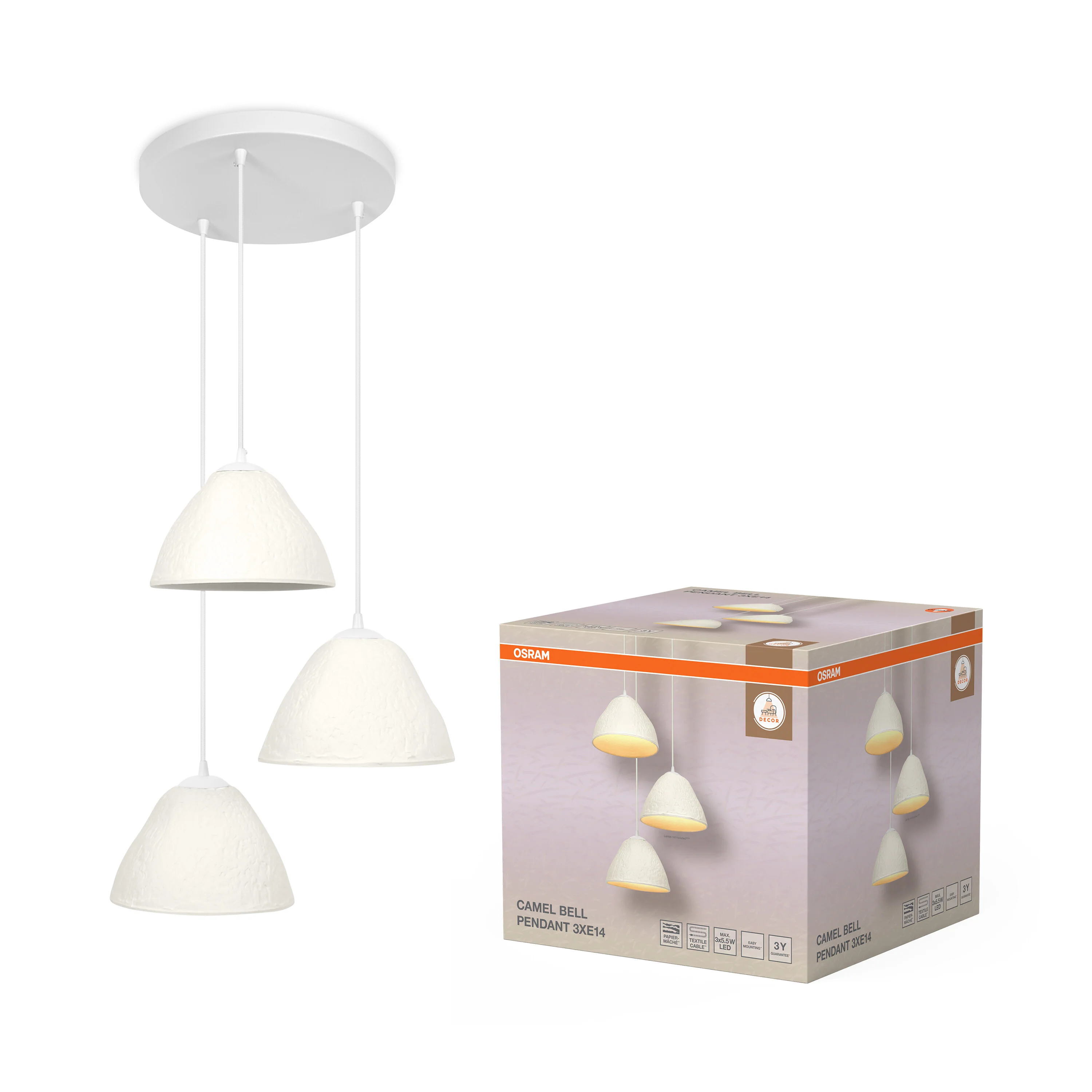 OSRAM Decor Camel Bell Wisząca 3xE14 biały - Image 5