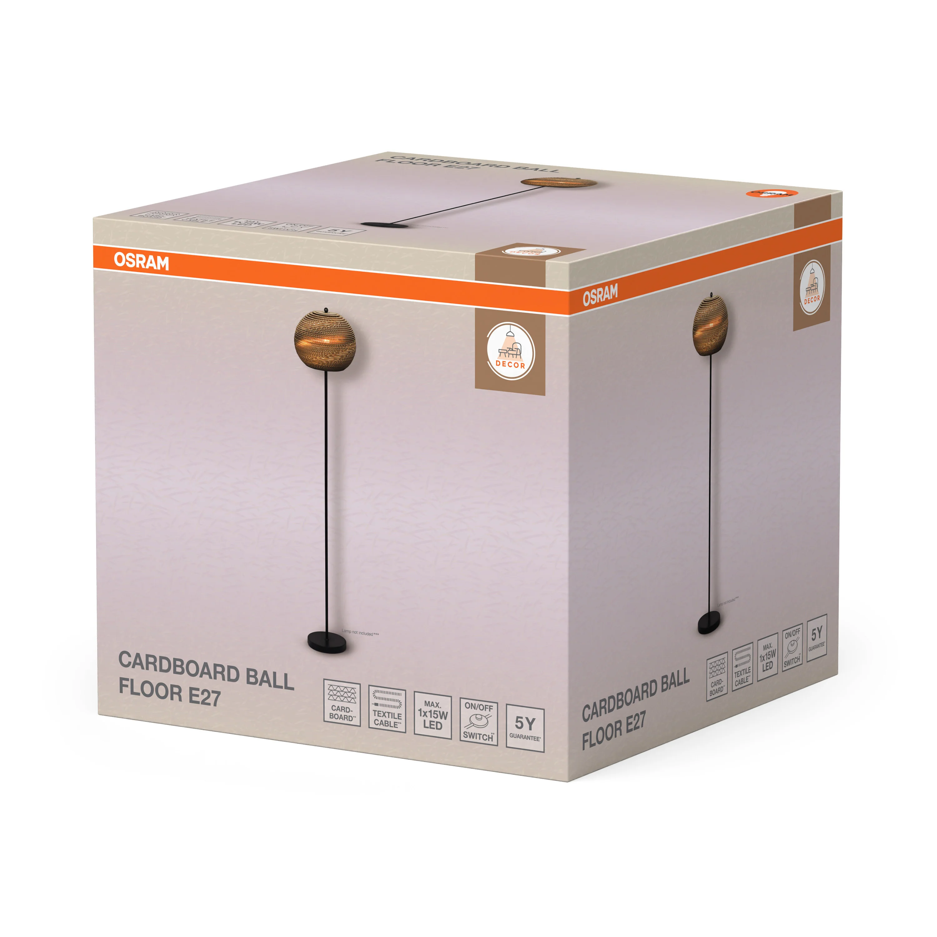 OSRAM Decor Cardboard Ball Lampa stojąca E27  brązowa - Image 6