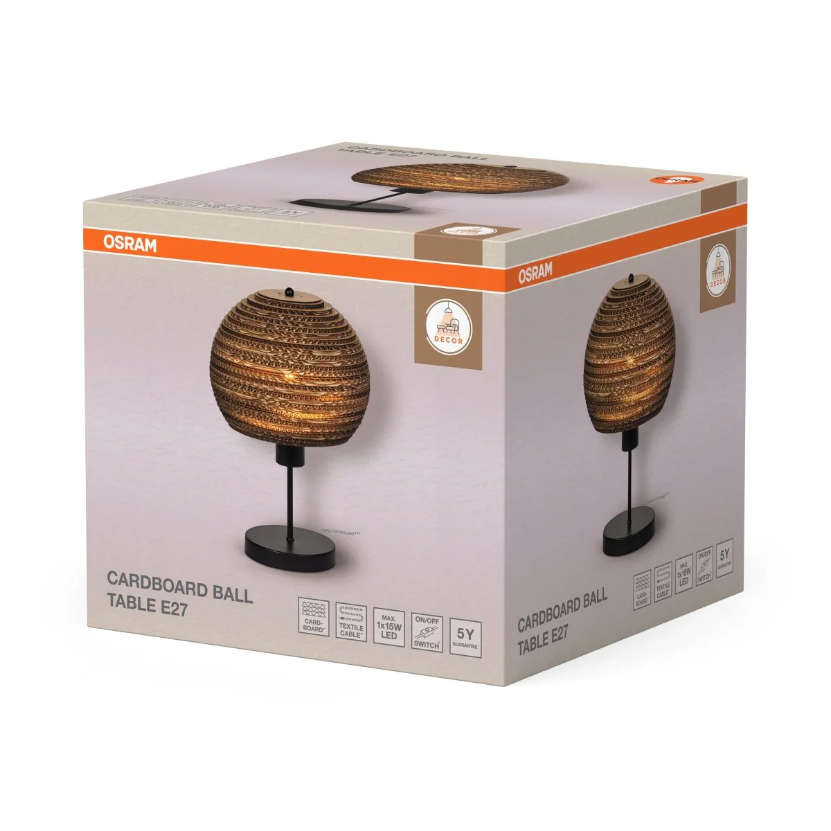 OSRAM Decor Cardboard Ball  Lampa stołowa E27 brązowa - Image 2