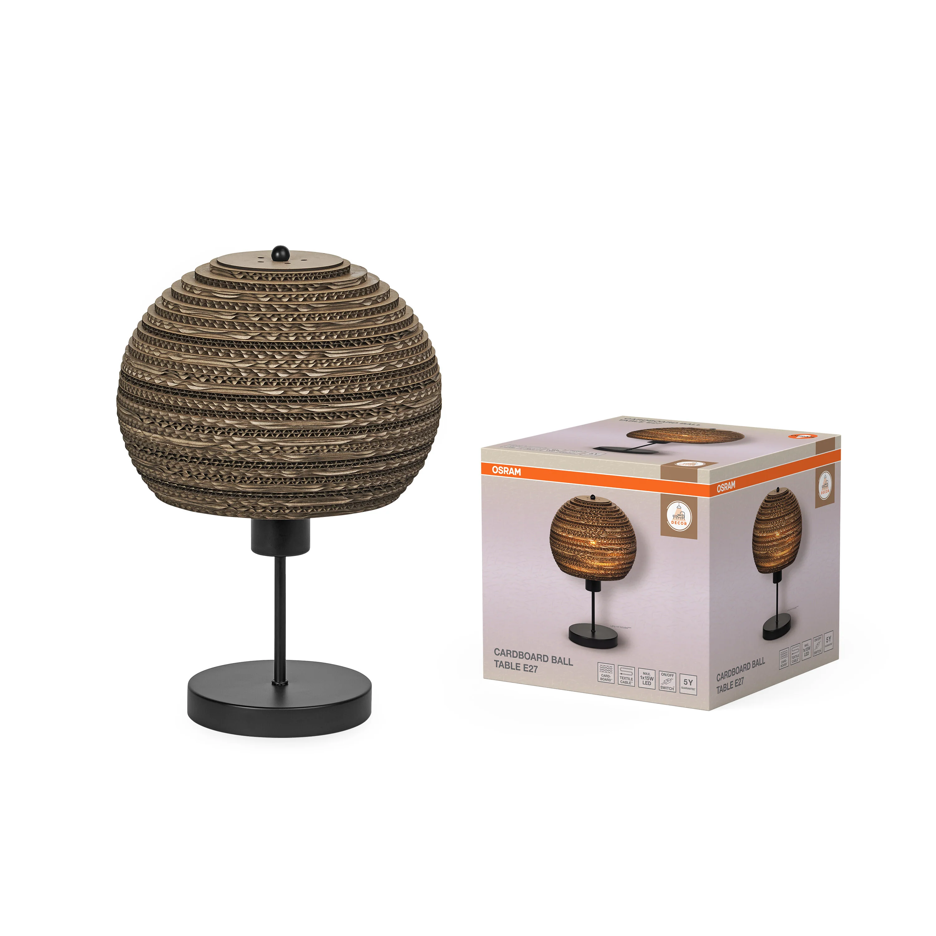OSRAM Decor Cardboard Ball  Lampa stołowa E27 brązowa - Image 5