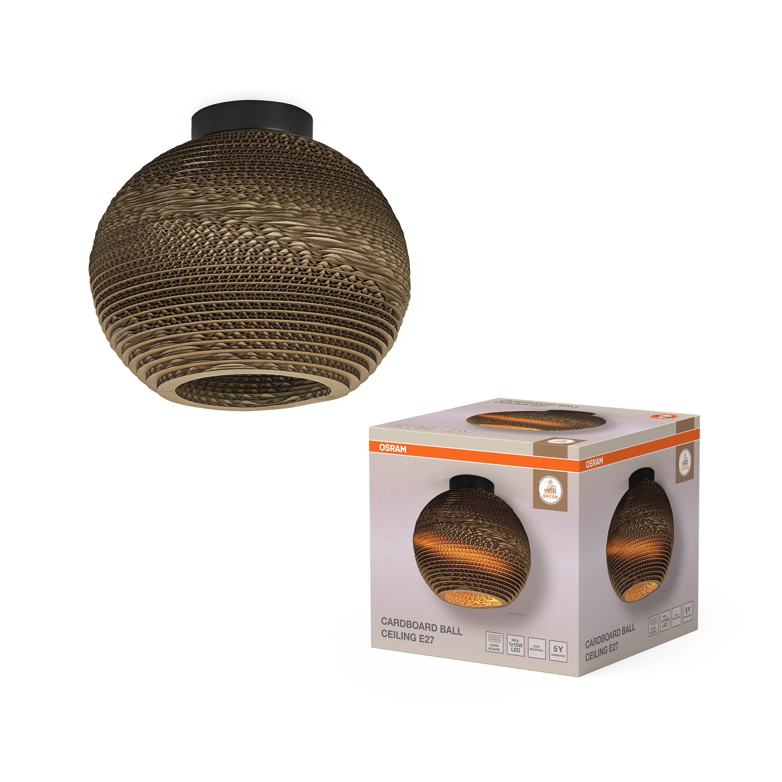 OSRAM Decor Cardboard Ball Plafon E27 brązowy - Image 5