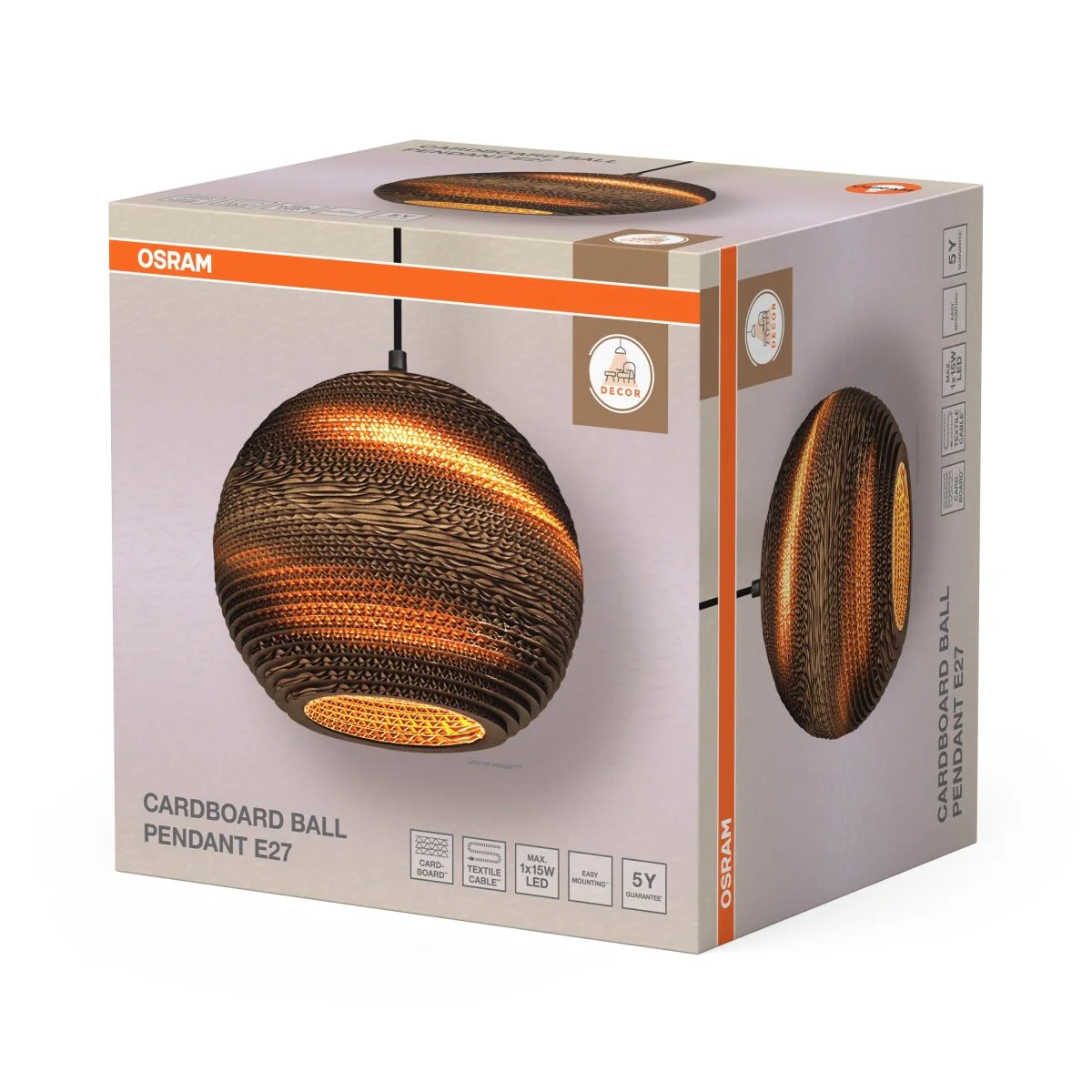 OSRAM Decor Cardboard Ball Wisząca E 27 brązowy - Image 2