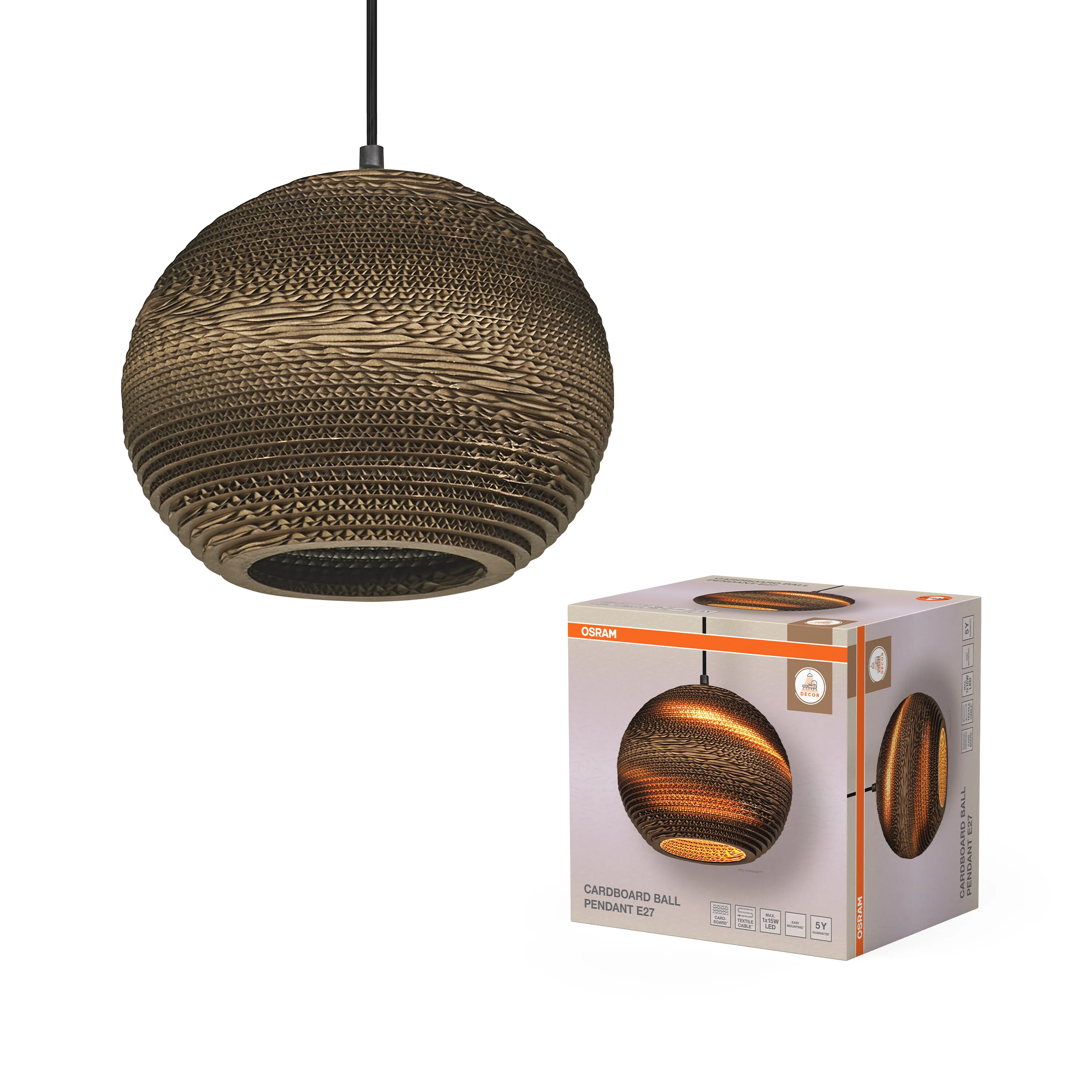 OSRAM Decor Cardboard Ball Wisząca E 27 brązowy - Image 5