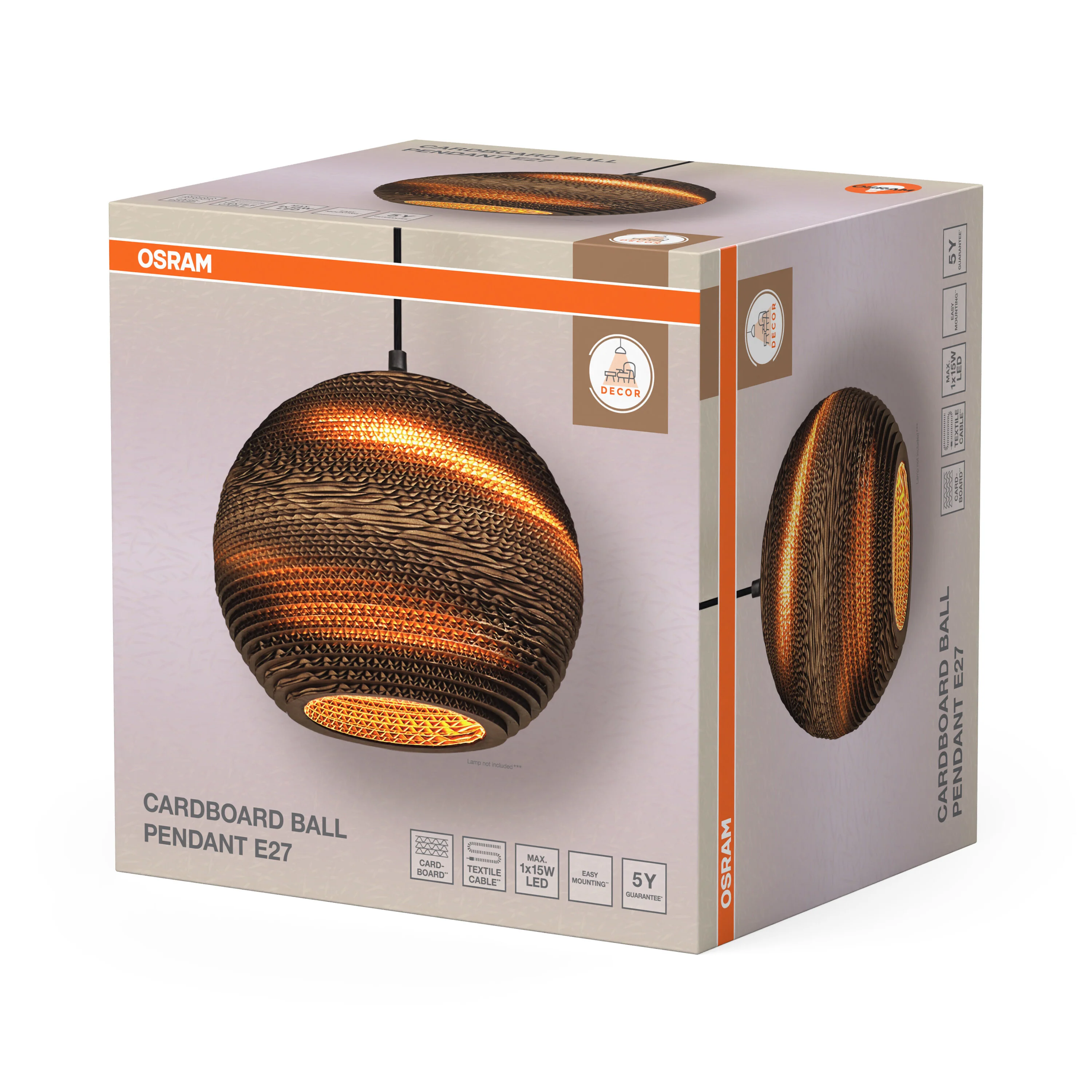OSRAM Decor Cardboard Ball Wisząca E 27 brązowy - Image 6