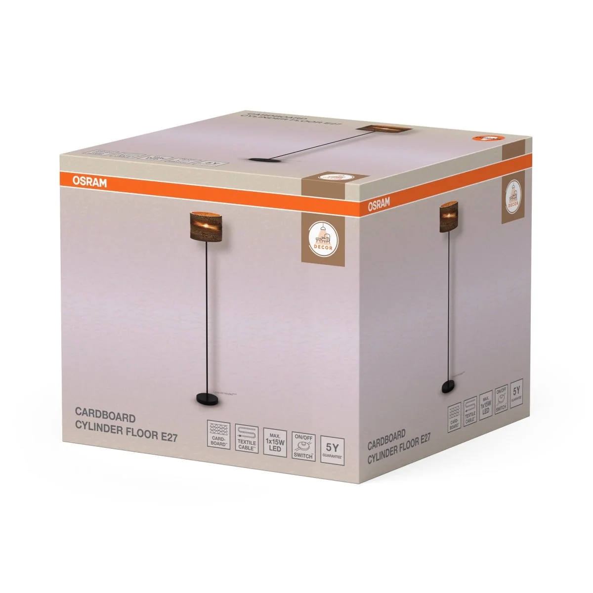 OSRAM Decor Cardboard  Cylinder Lampa stojąca E27 brązowa - Image 2