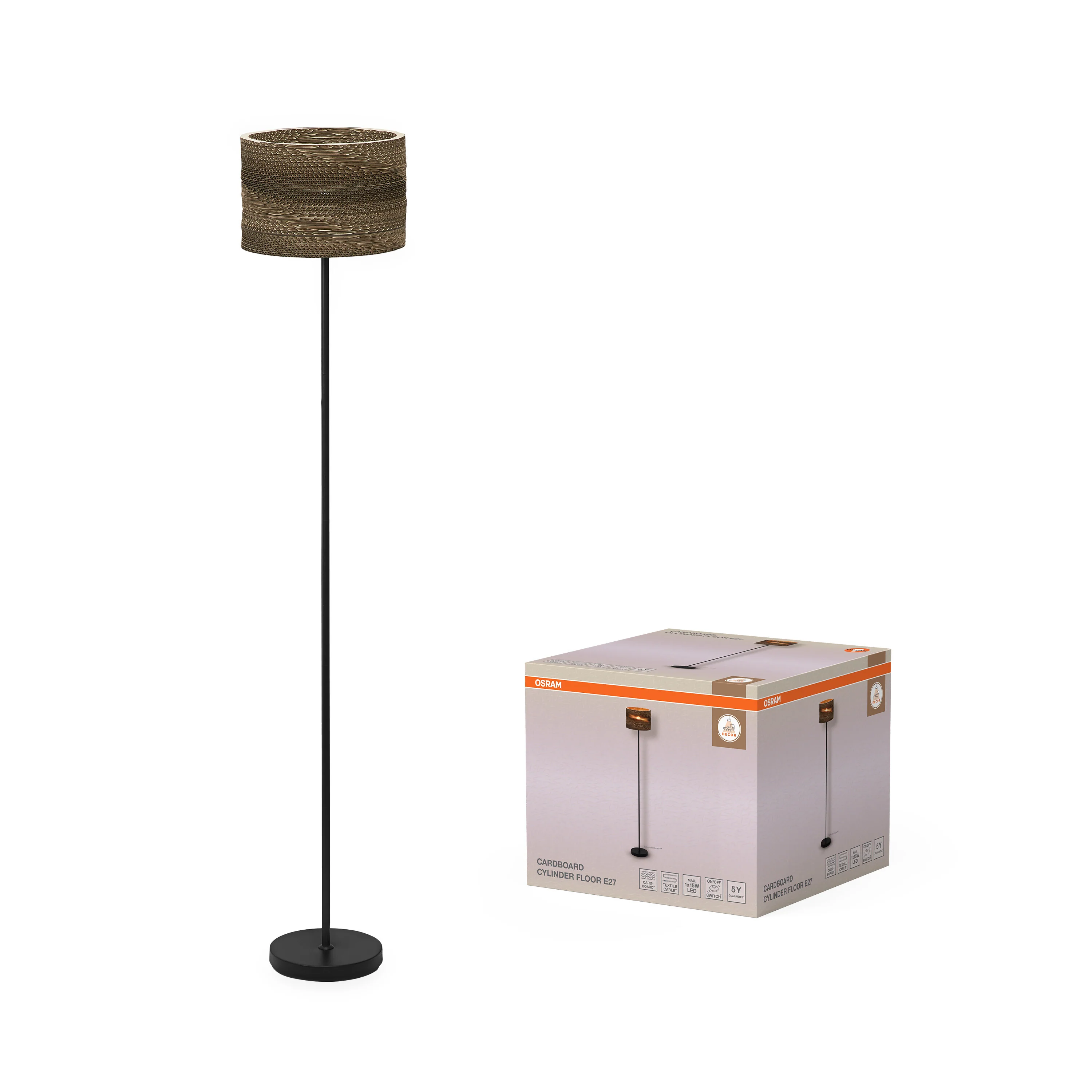 OSRAM Decor Cardboard  Cylinder Lampa stojąca E27 brązowa - Image 5