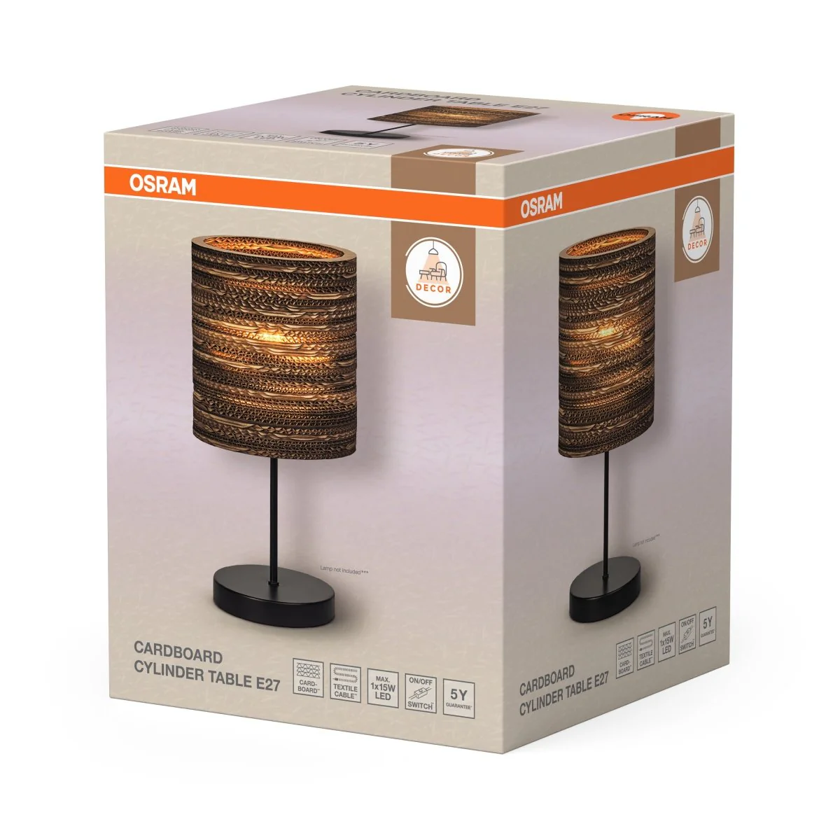 OSRAM Decor Cardboard  Cylinder Lampa stołowa E27 brązowa - Image 2