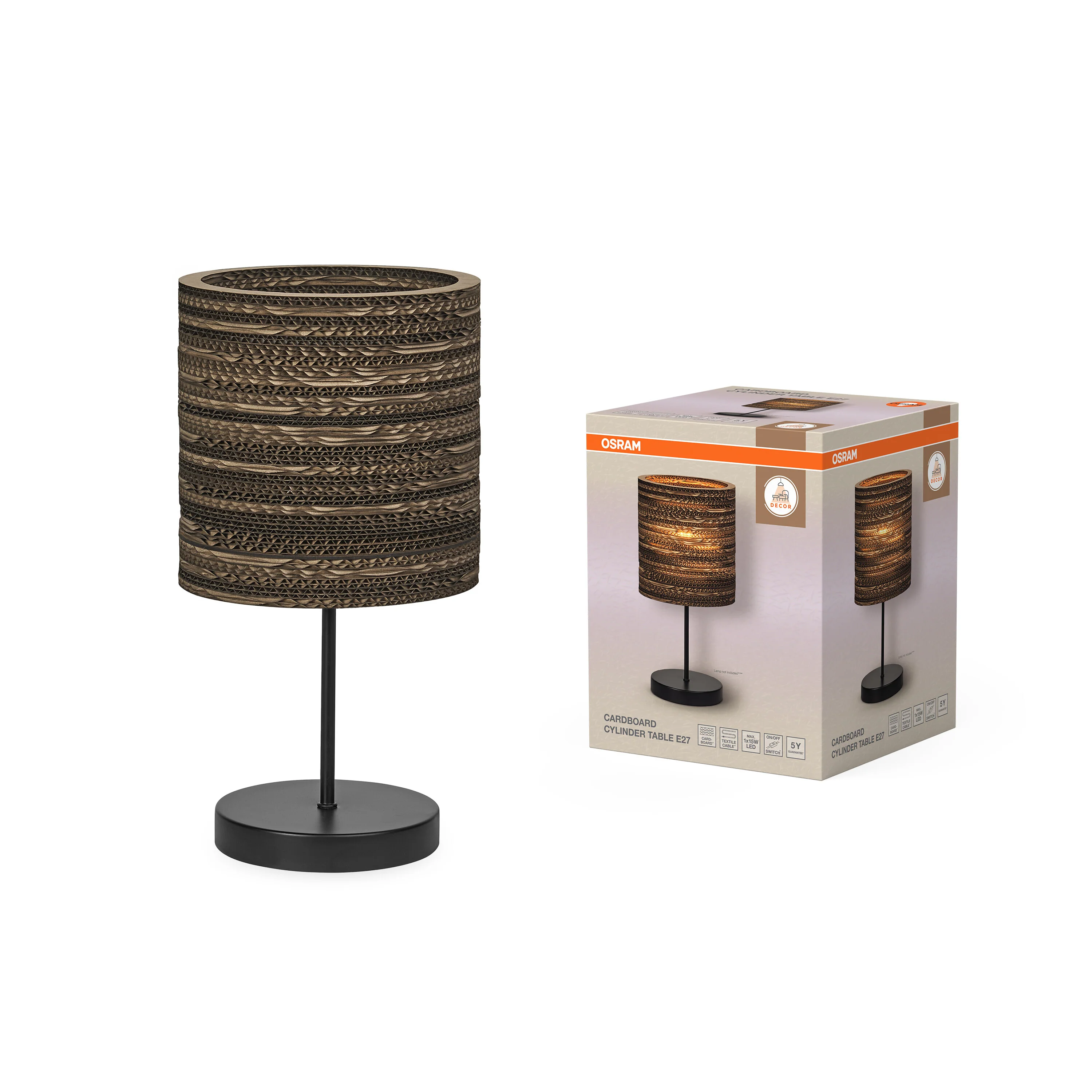 OSRAM Decor Cardboard  Cylinder Lampa stołowa E27 brązowa - Image 5