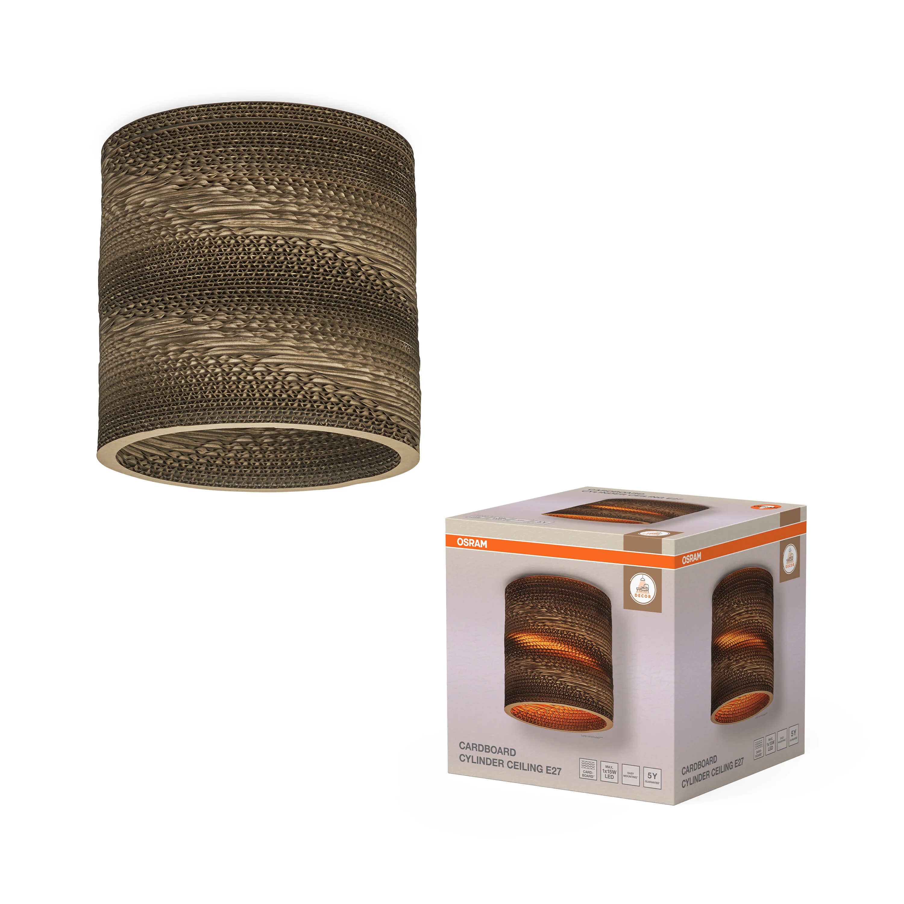 OSRAM Decor Cardboard Cylinder Plafon E27 brązowy - Image 5