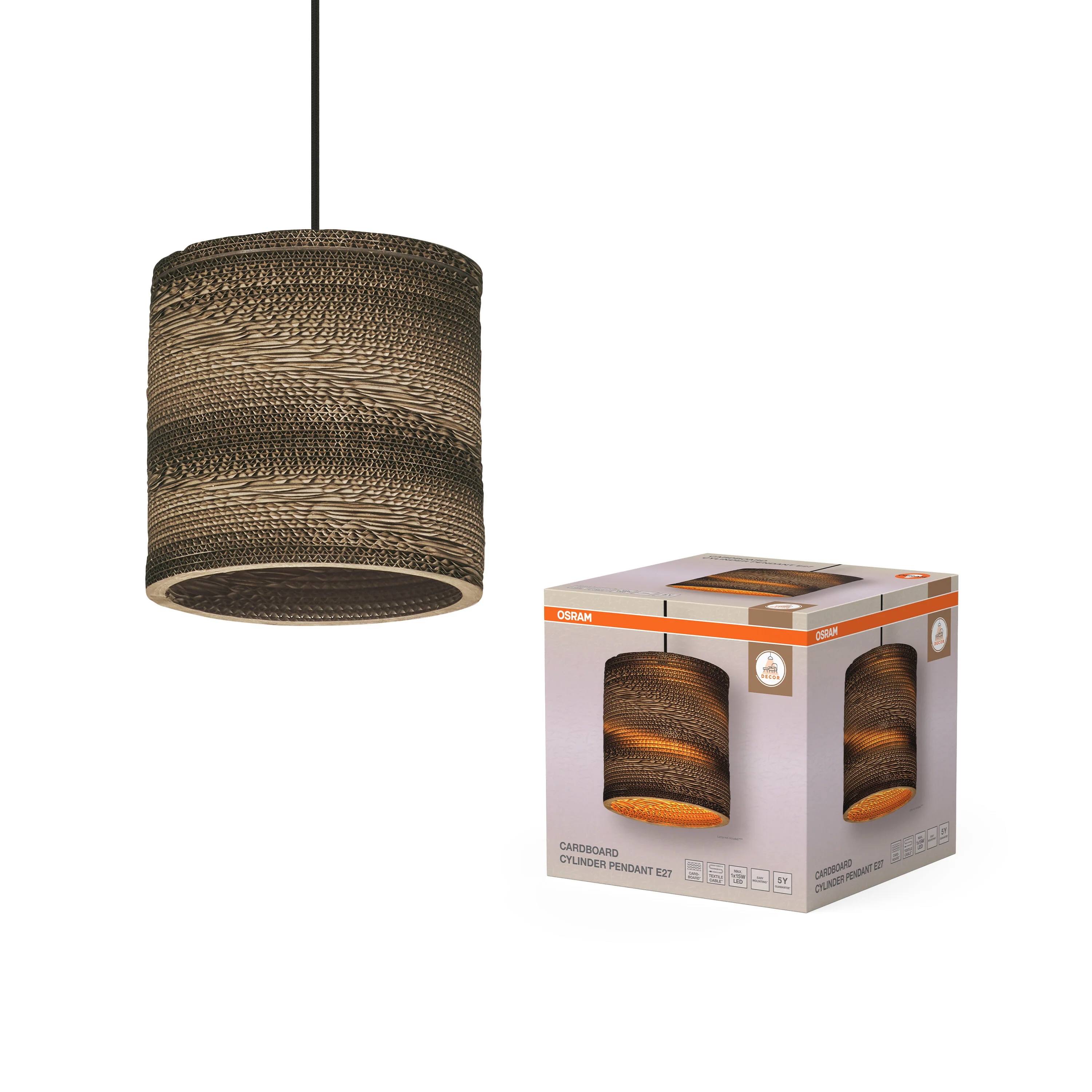 OSRAM Decor Cardboard Cylinder Wisząca E 27 brązowy - Image 5