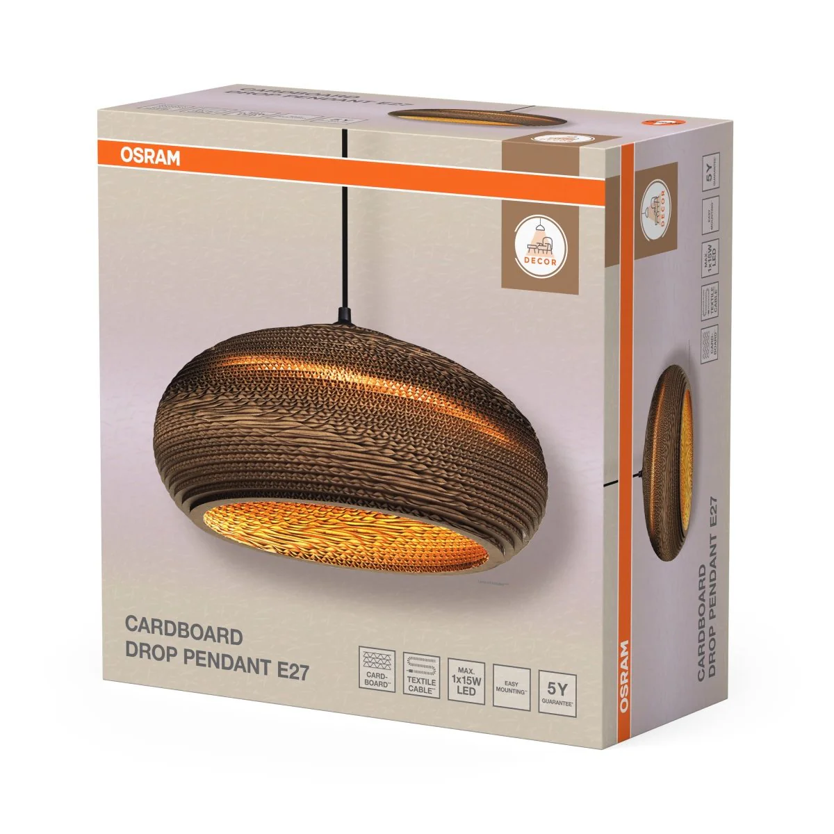 OSRAM Decor Cardboard Drop Wisząca E 27 brązowy - Image 2