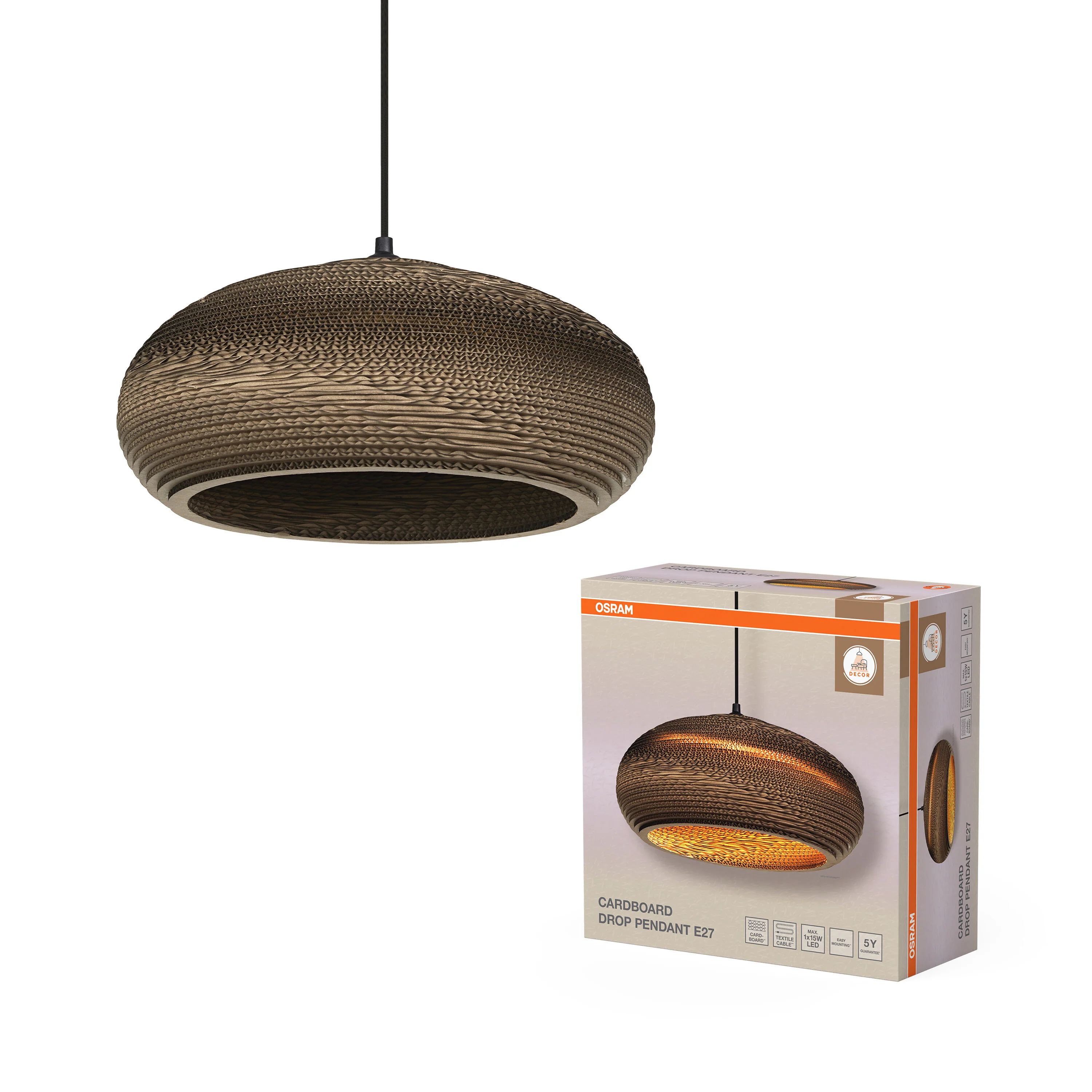 OSRAM Decor Cardboard Drop Wisząca E 27 brązowy - Image 5