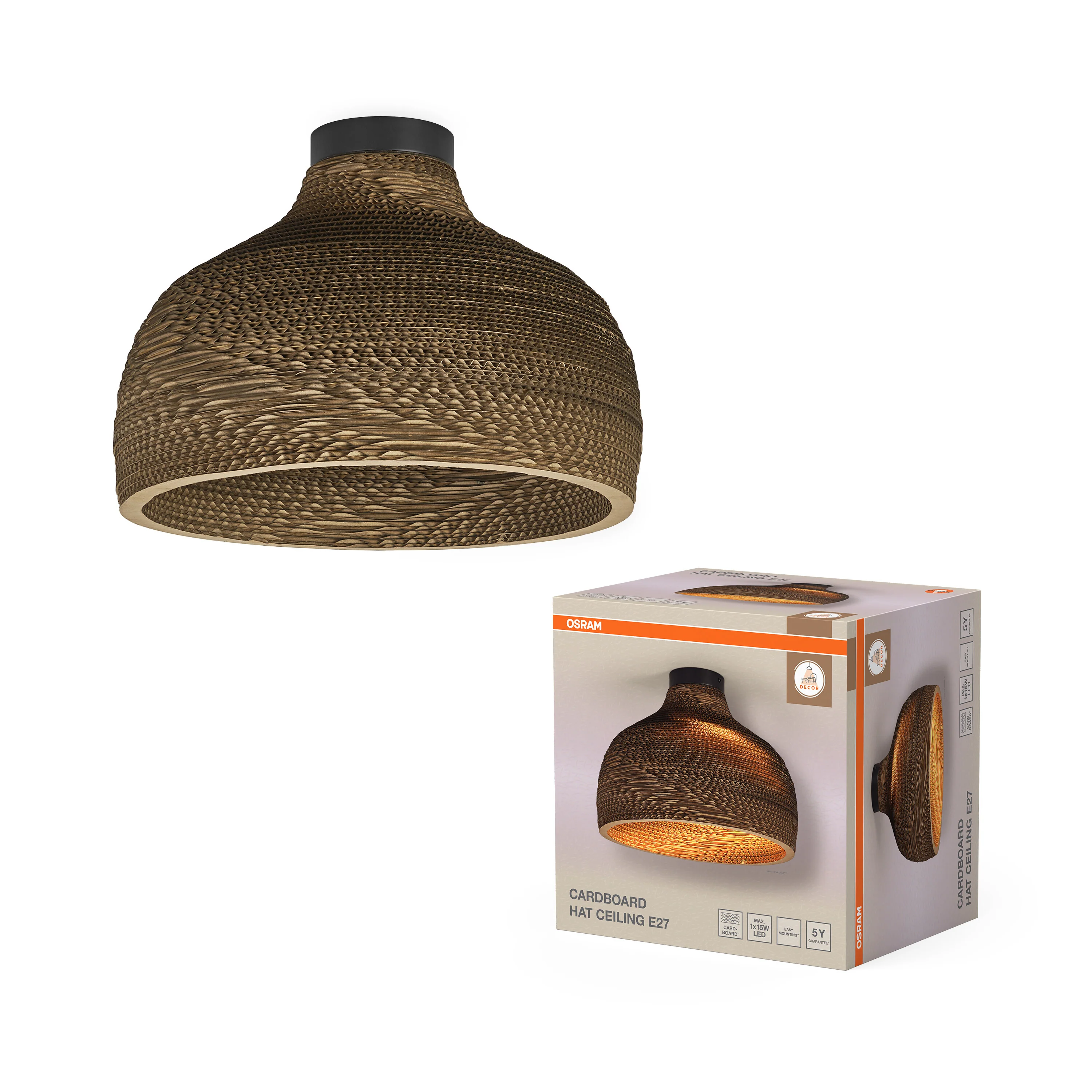 OSRAM Decor Cardboard Hat Plafon E27 brązowy - Image 5