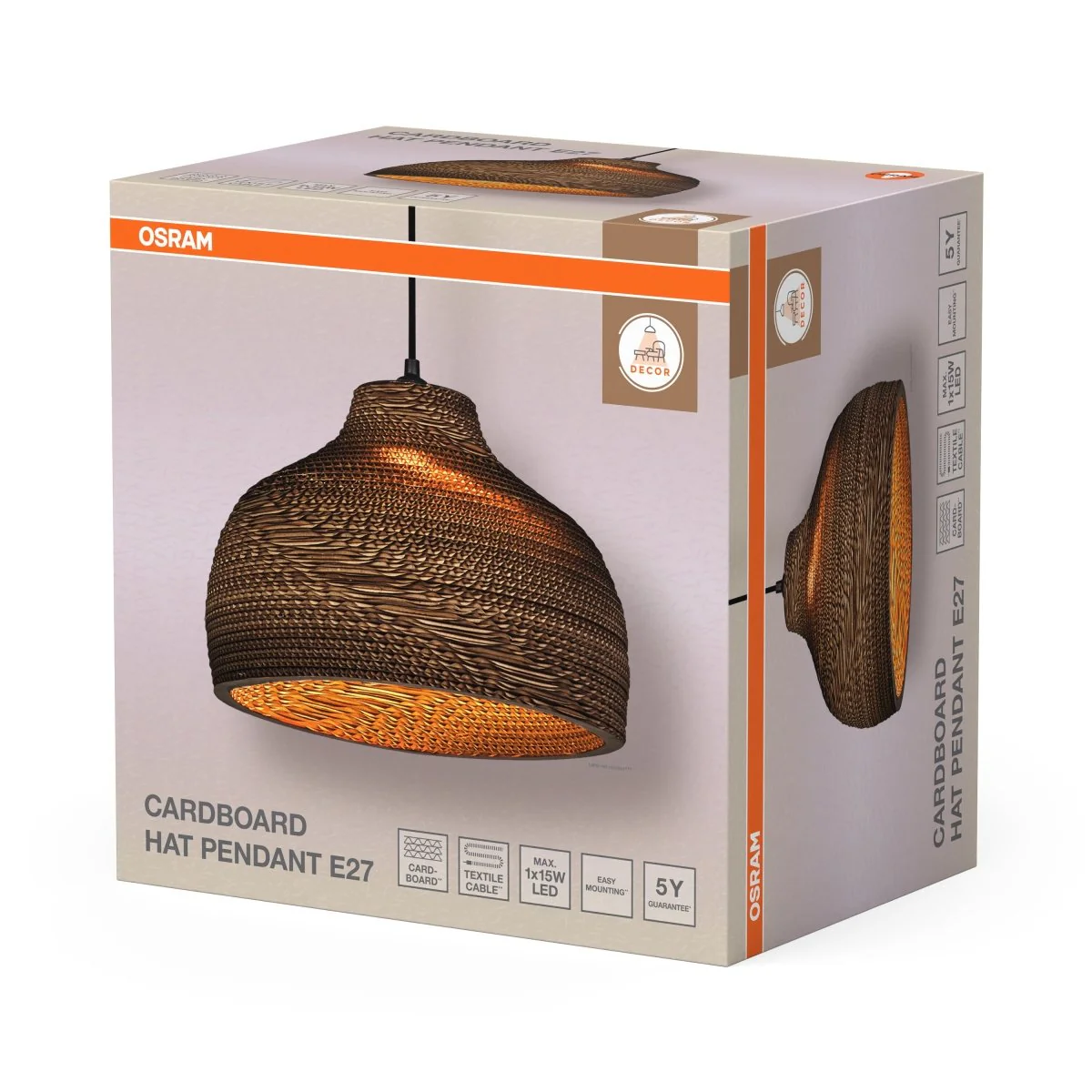 OSRAM Decor Cardboard Hat Wisząca E 27 brązowy - Image 2