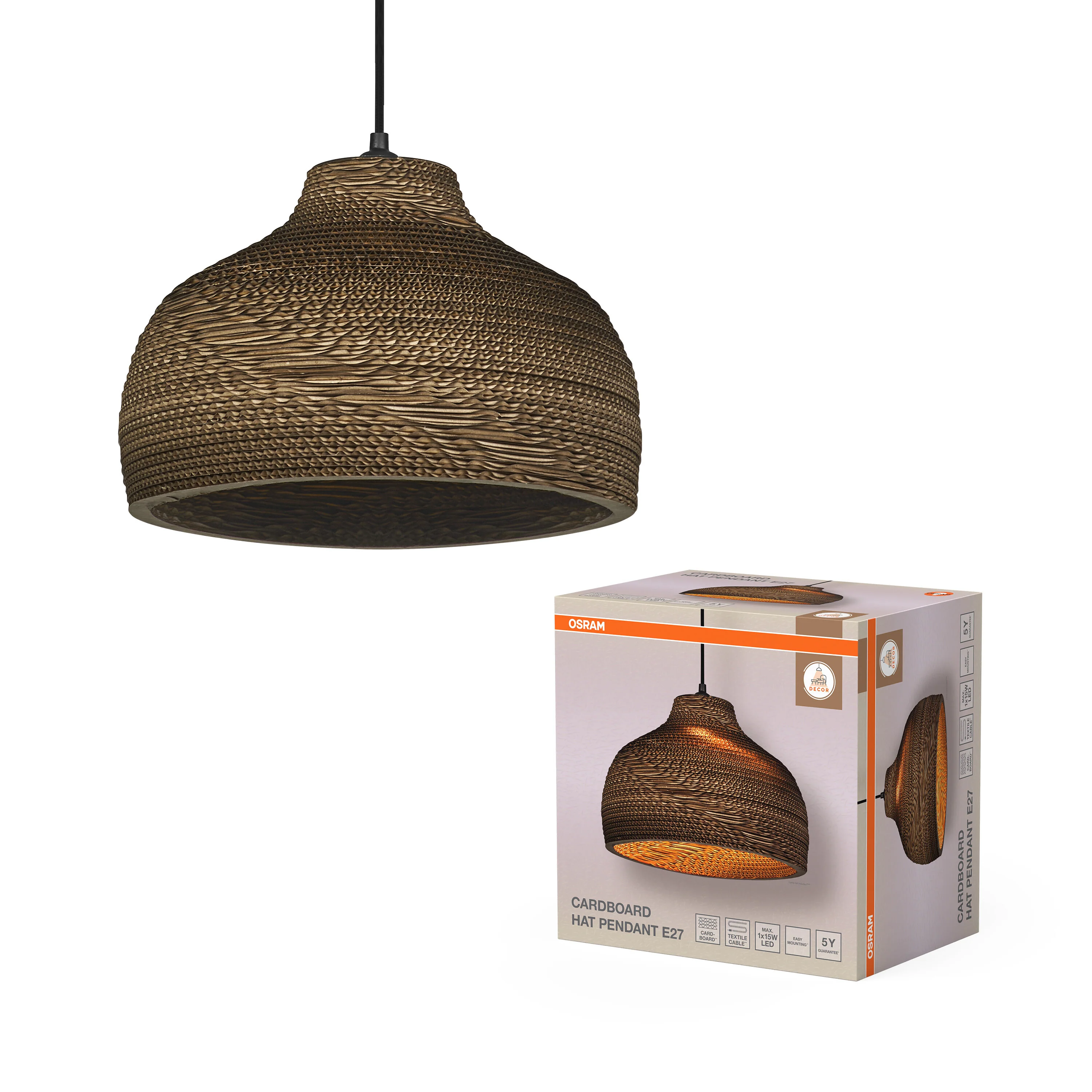 OSRAM Decor Cardboard Hat Wisząca E 27 brązowy - Image 5