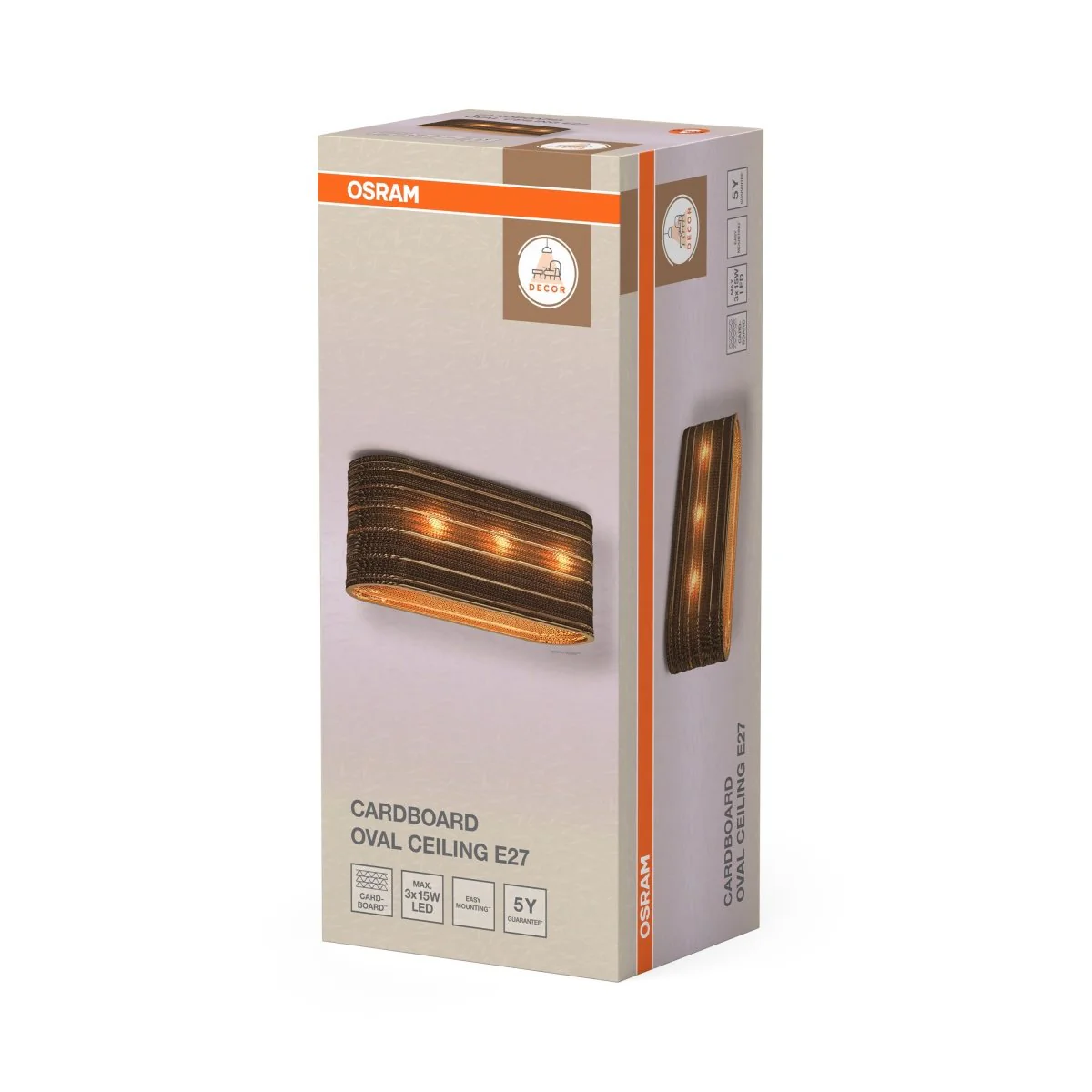 OSRAM Decor Cardboard Oval Plafon 3xE27 brązowy - Image 2