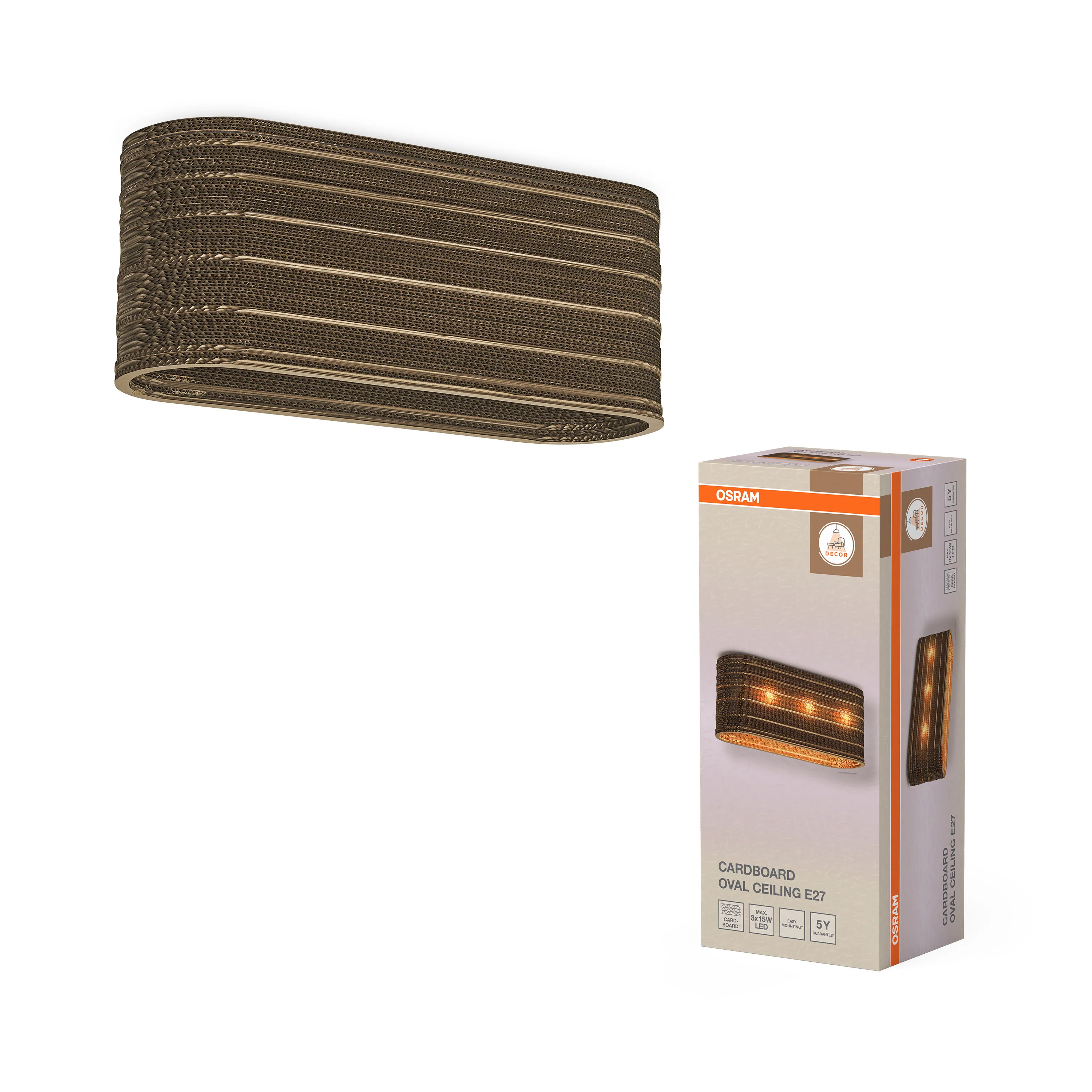 OSRAM Decor Cardboard Oval Plafon 3xE27 brązowy - Image 5