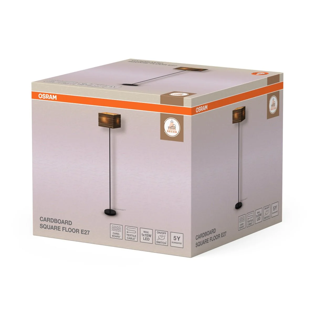 OSRAM Decor Cardboard Square  Lampa stojąca E27 brązowa - Image 2
