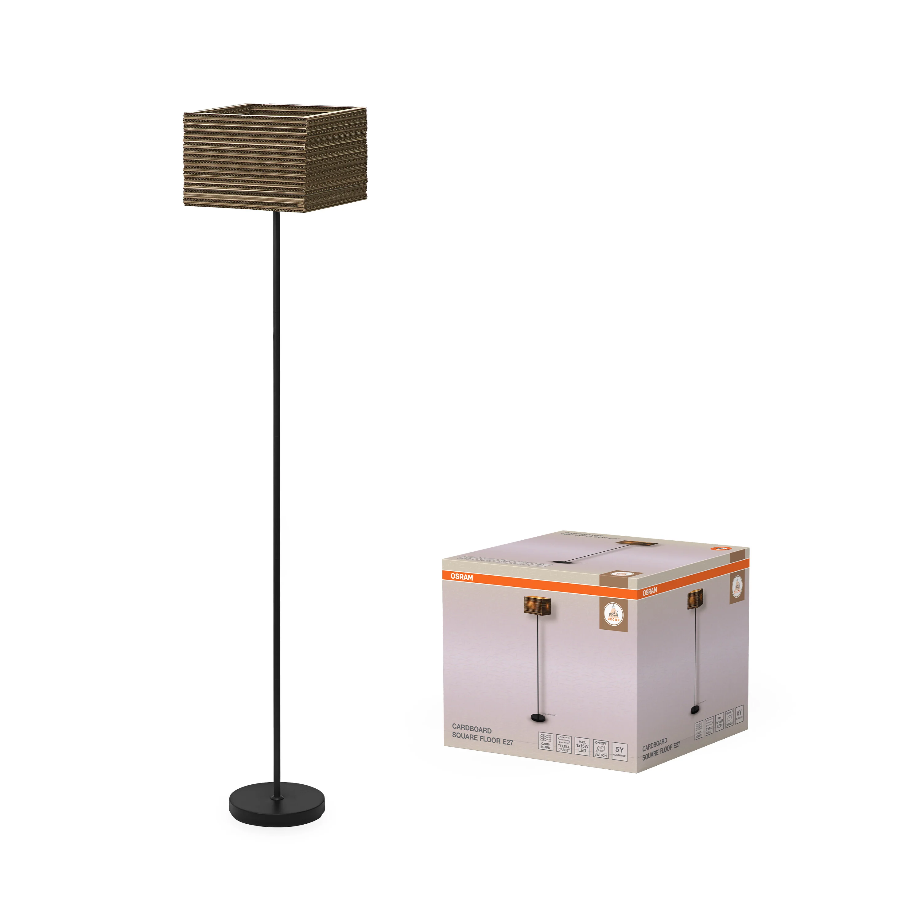 OSRAM Decor Cardboard Square  Lampa stojąca E27 brązowa - Image 5